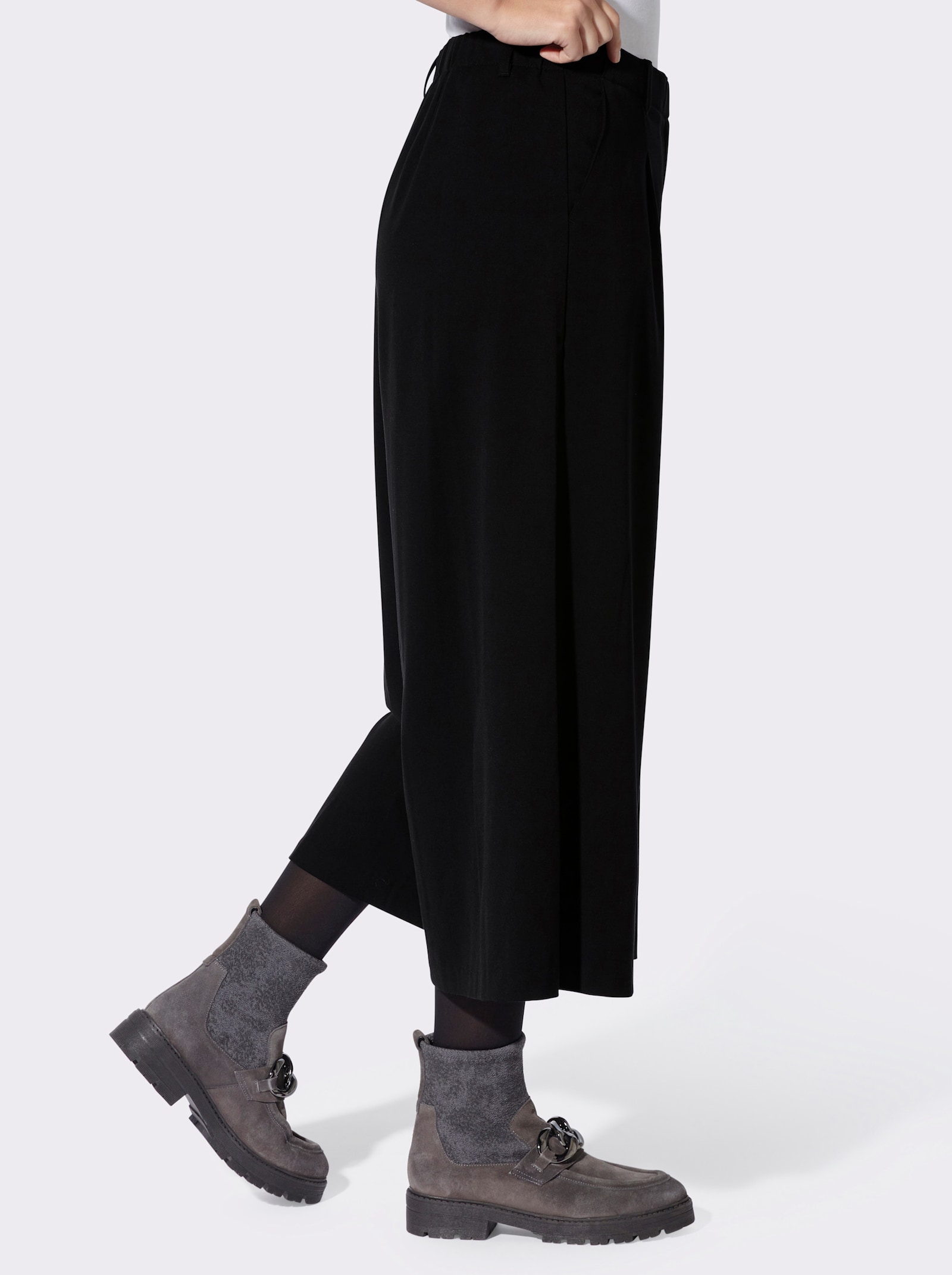 heine Broekrok met bandplooien - zwart