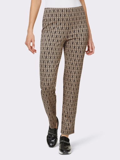 heine Jersey pantalon - zwart/beige gedessineerd