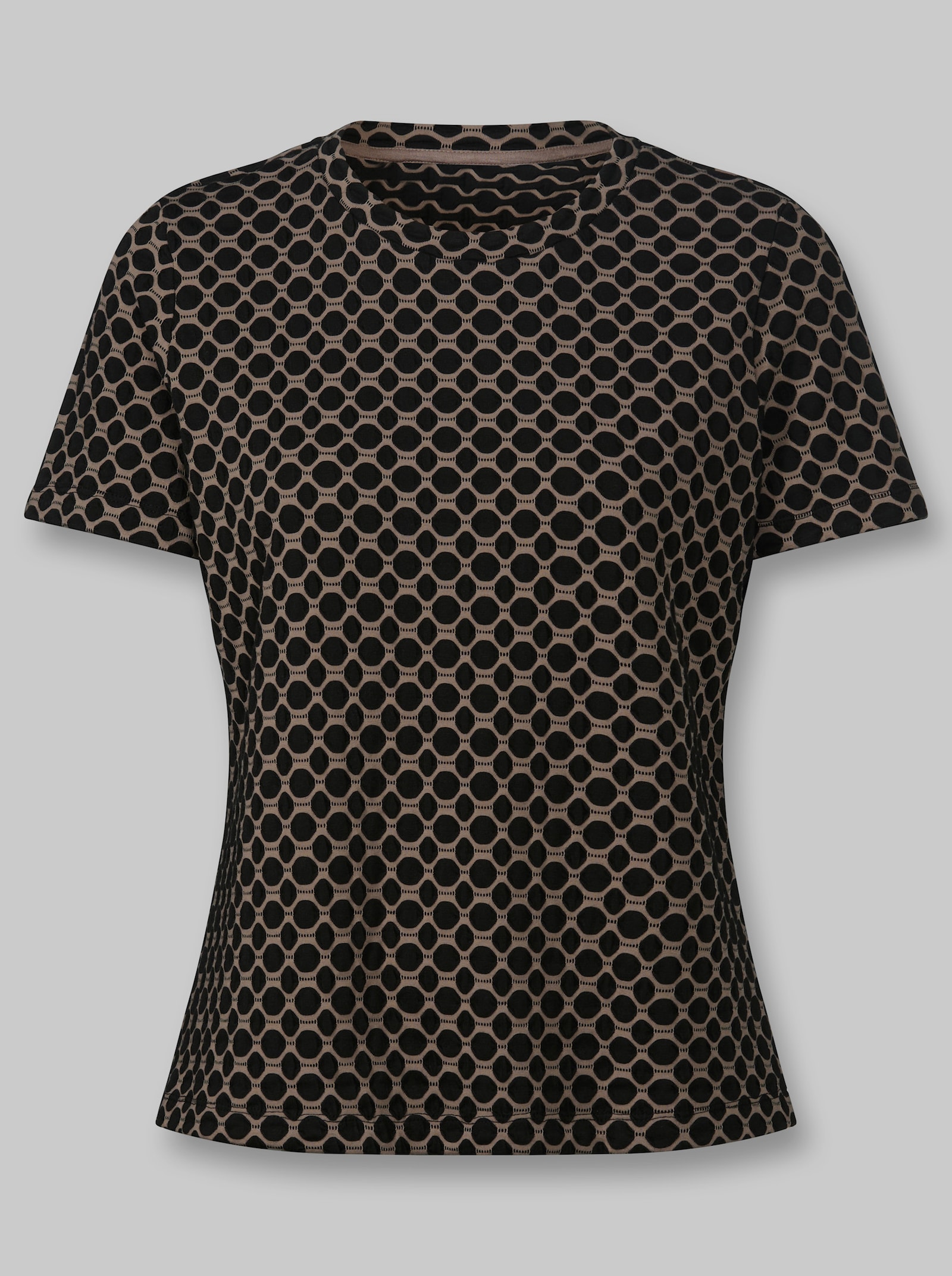 heine T-Shirt im Jacquard-Dessin - schwarz-taupe-gemustert