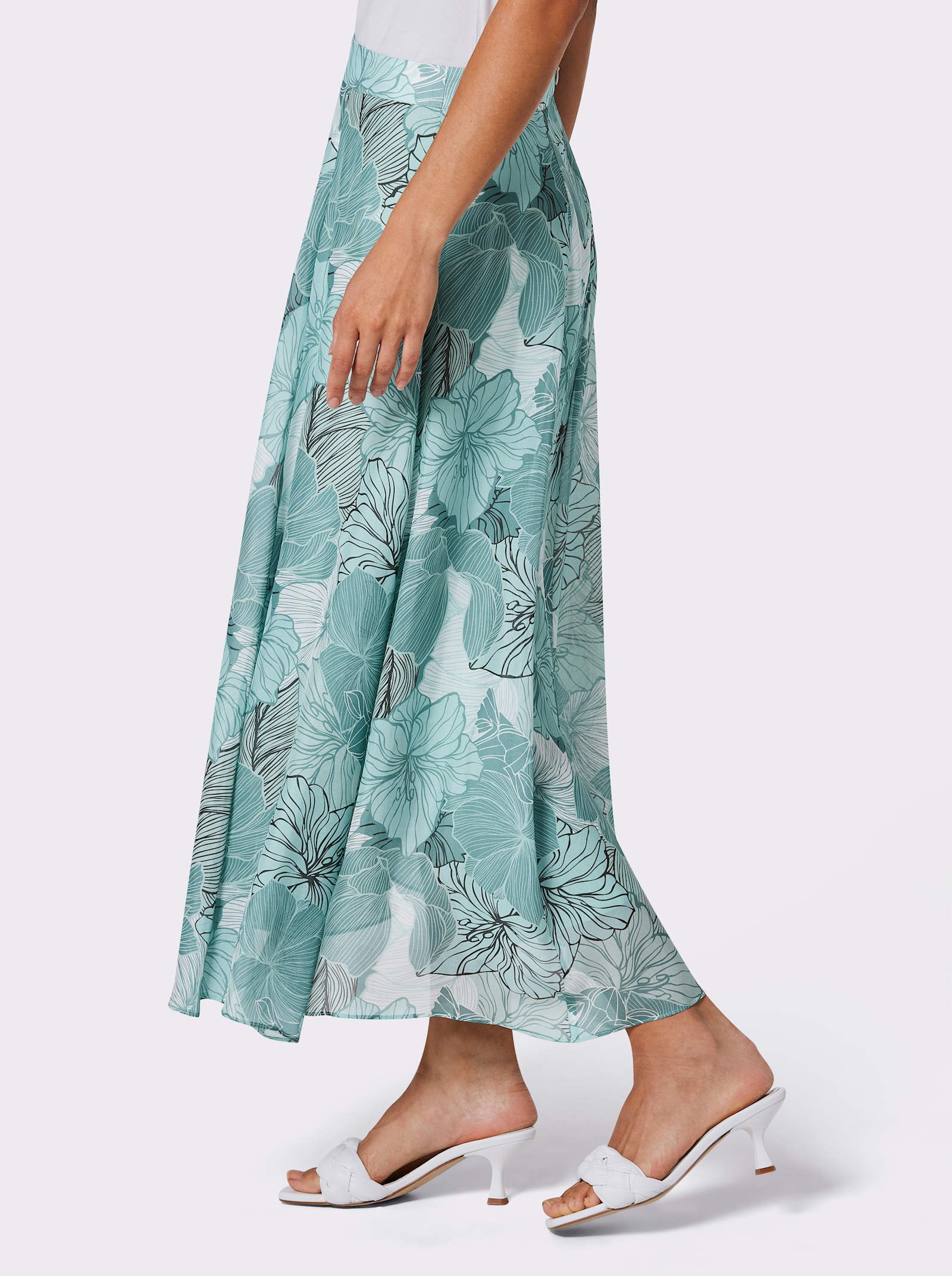 CREATION L PREMIUM Chiffonrock aus reiner Seide - kalkmint-mint-bedruckt