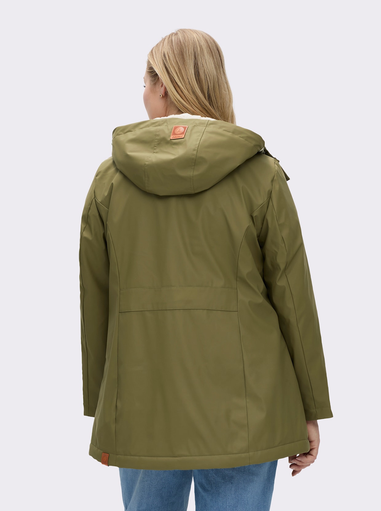 Jacke mit Teddy-Futter - oliv