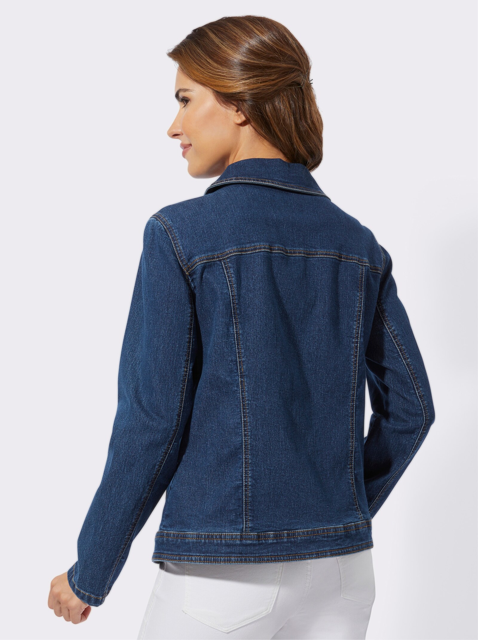 Jeansjack met sterren van pailletten - blue-stonewashed