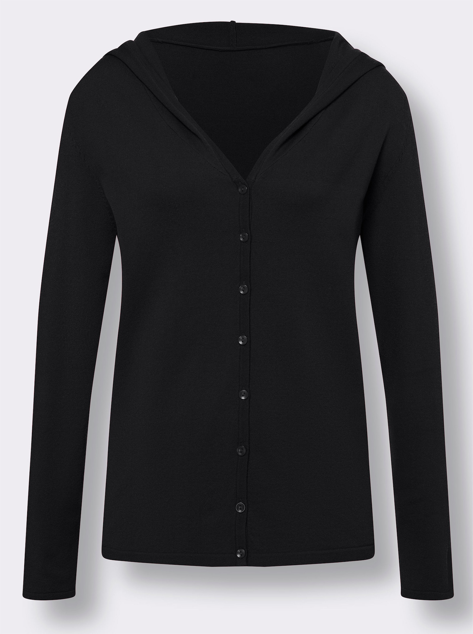 heine Kapuzenstrickjacke in Feinstrick-Qualität - schwarz