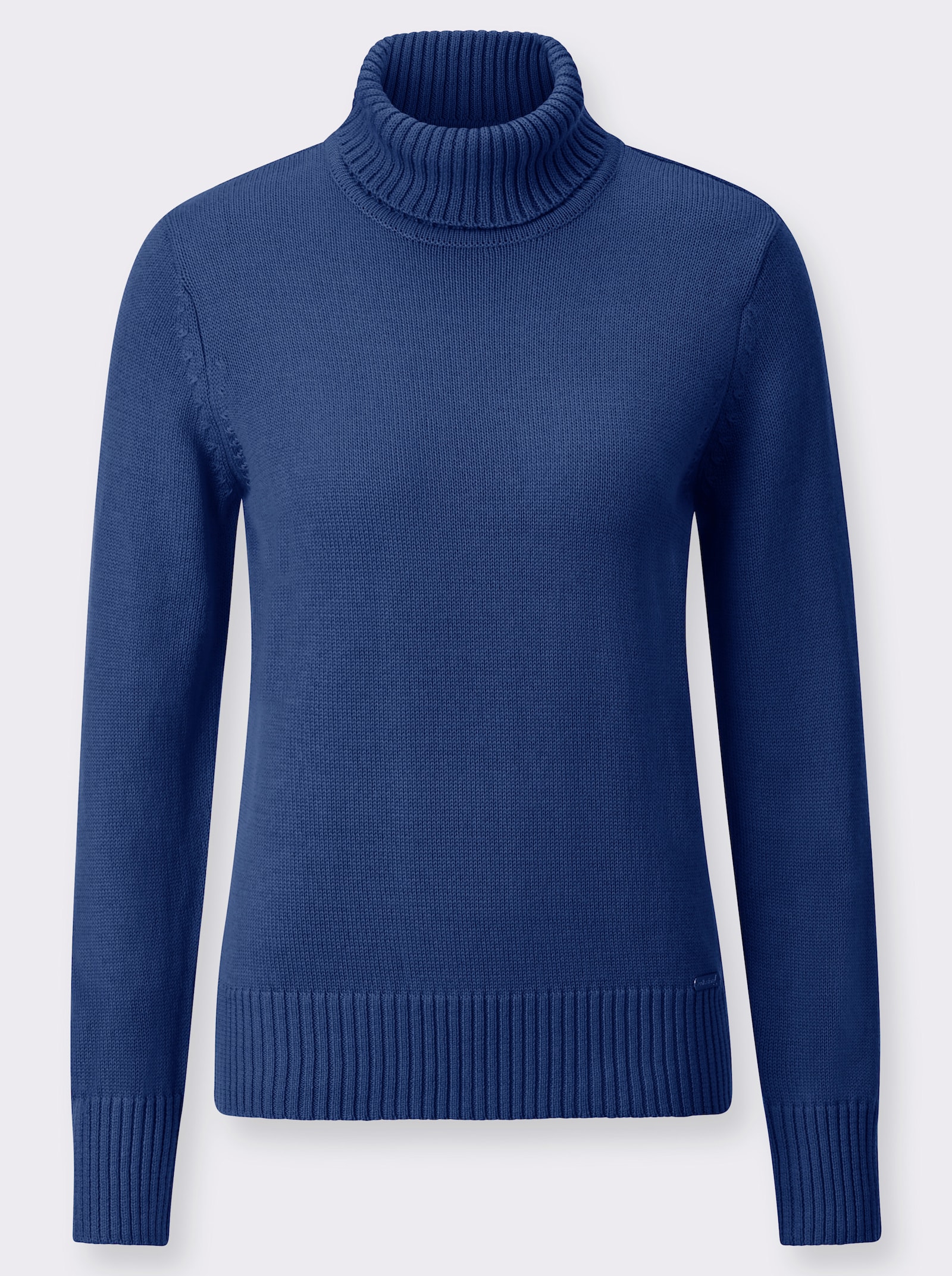 Rollkragenpullover im Baumwoll-Mix - royalblau