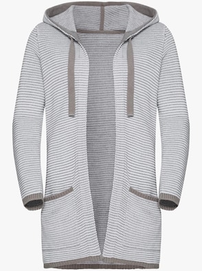 Strickjacke - grau-geringelt