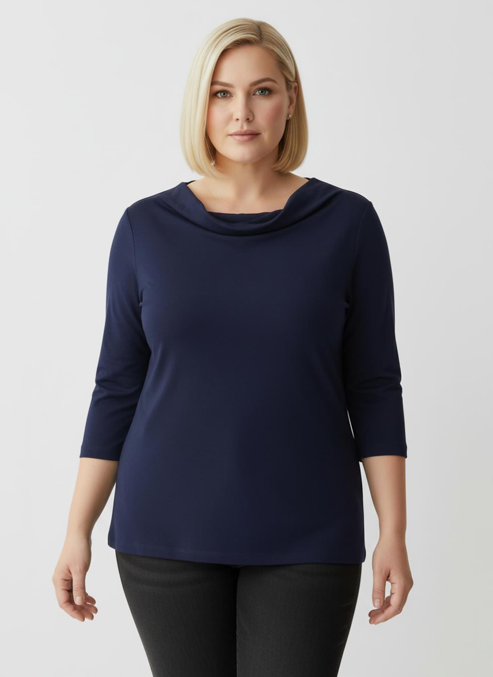 Wasserfallshirt mit 3/4-langen Ärmeln - marine