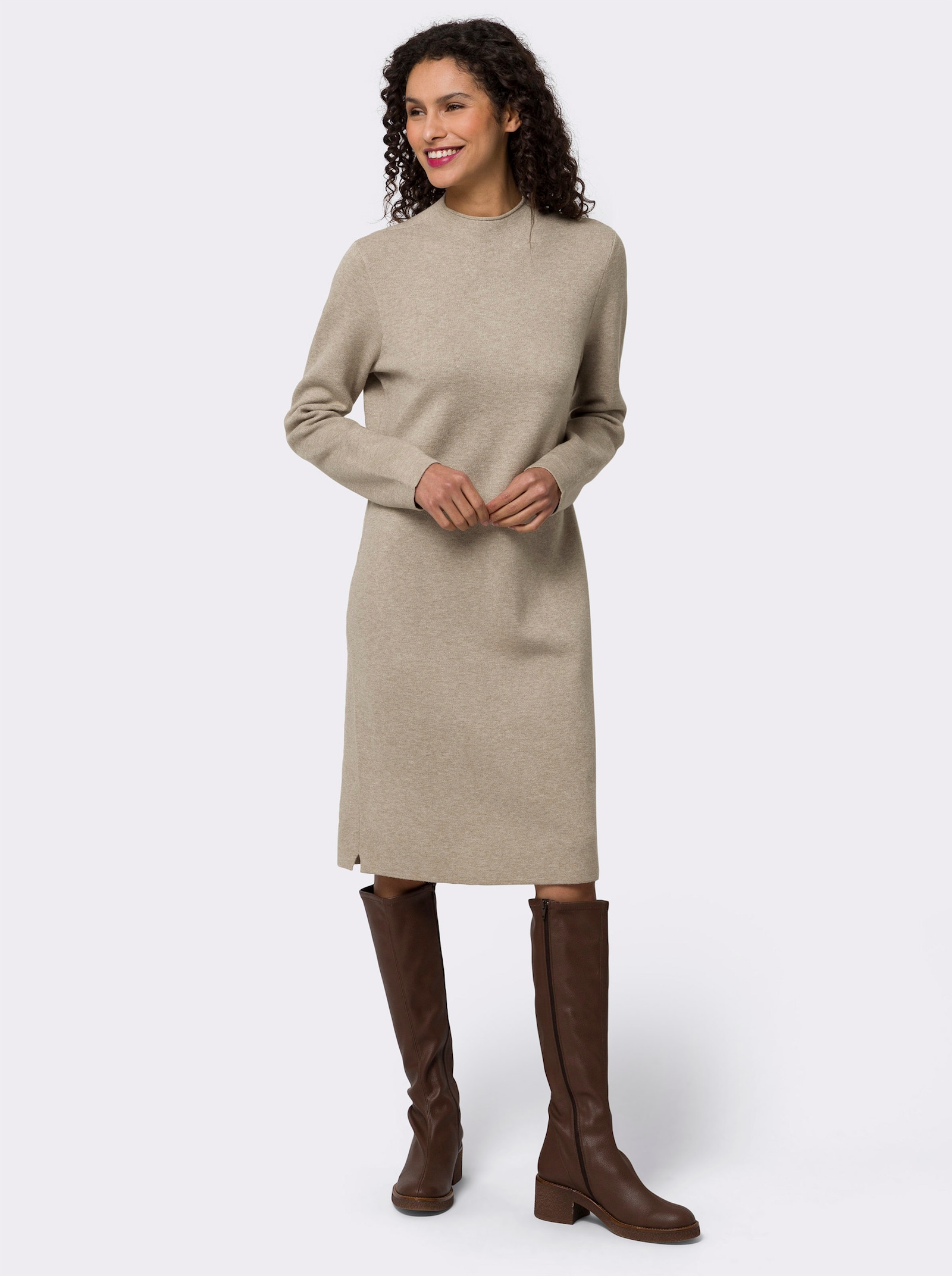 heine Strickkleid mit Seitenschlitzen - sesam-meliert