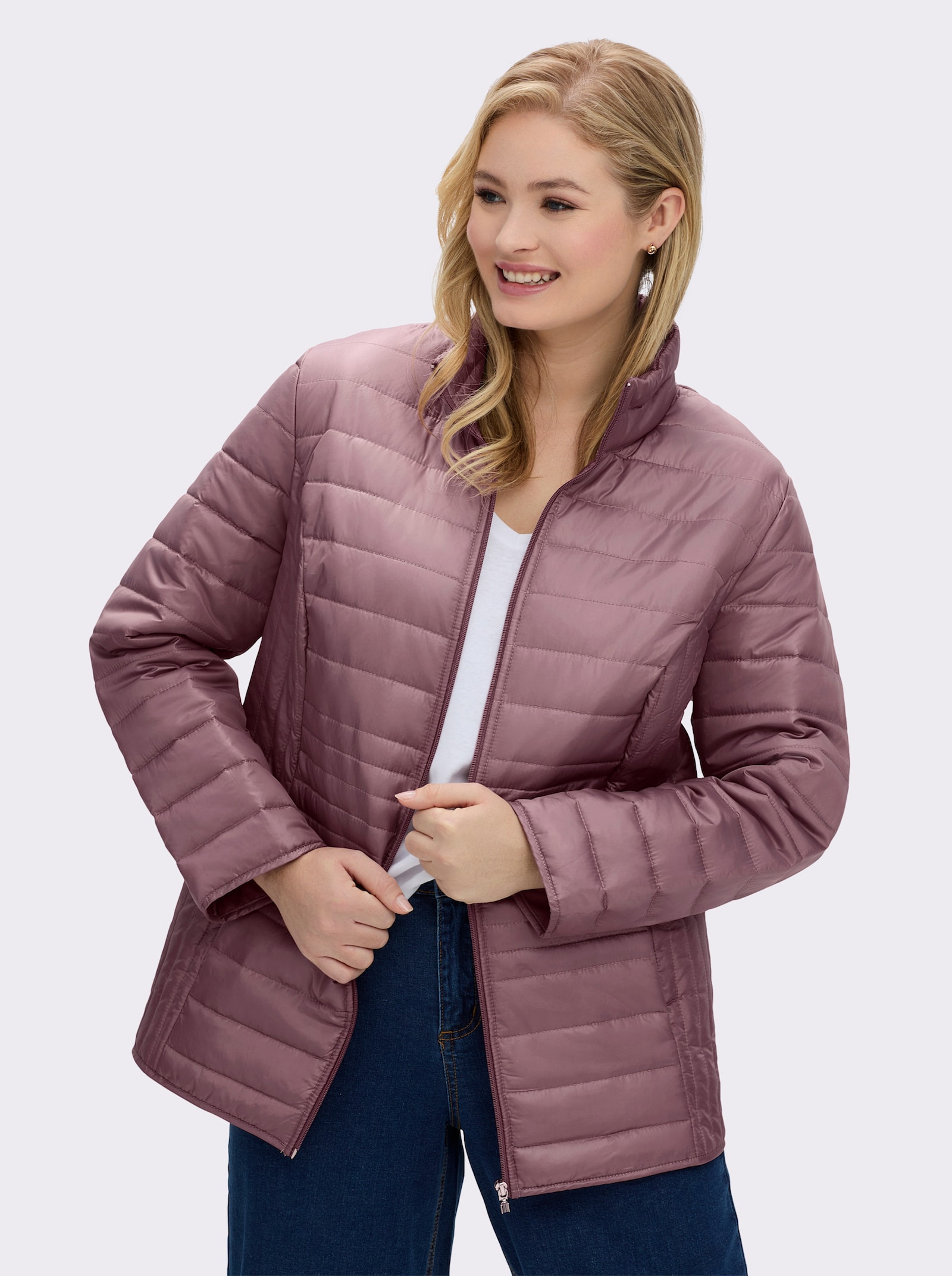 Steppjacke mit vertikalem Muster - rose