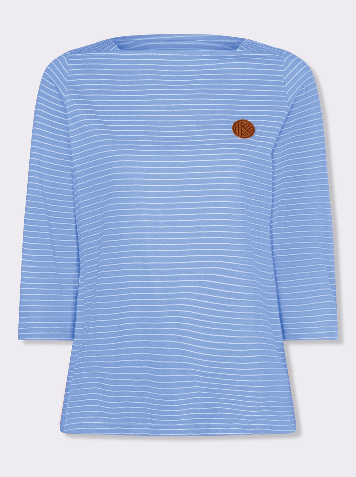 3/4-Arm-Shirt - himmelblau-ecru-geringelt