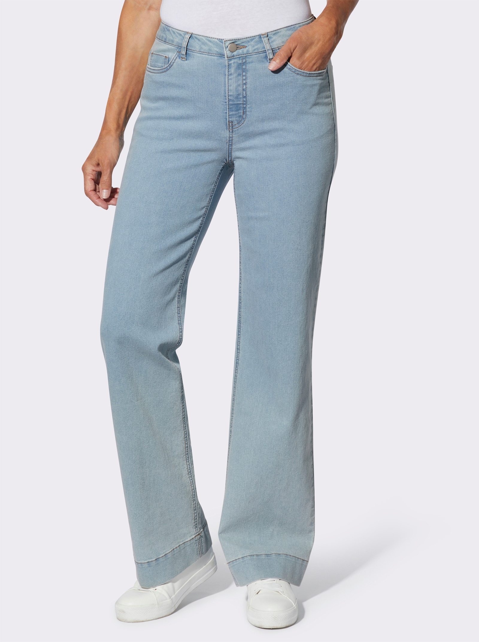 Jeans mit weitem Bein - blue-bleached