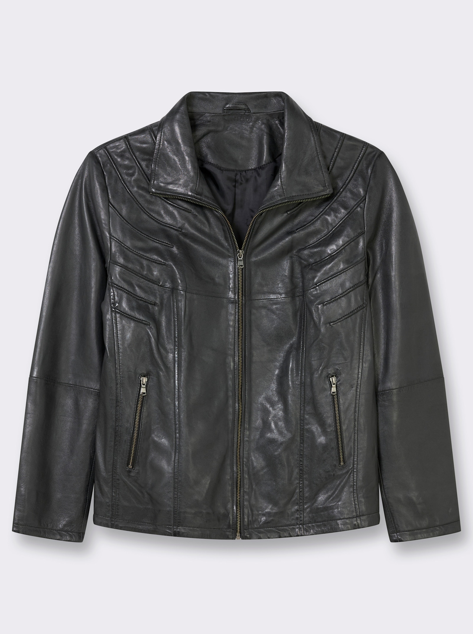 Mainpol Lederjacke aus Lammnappa - anthrazit