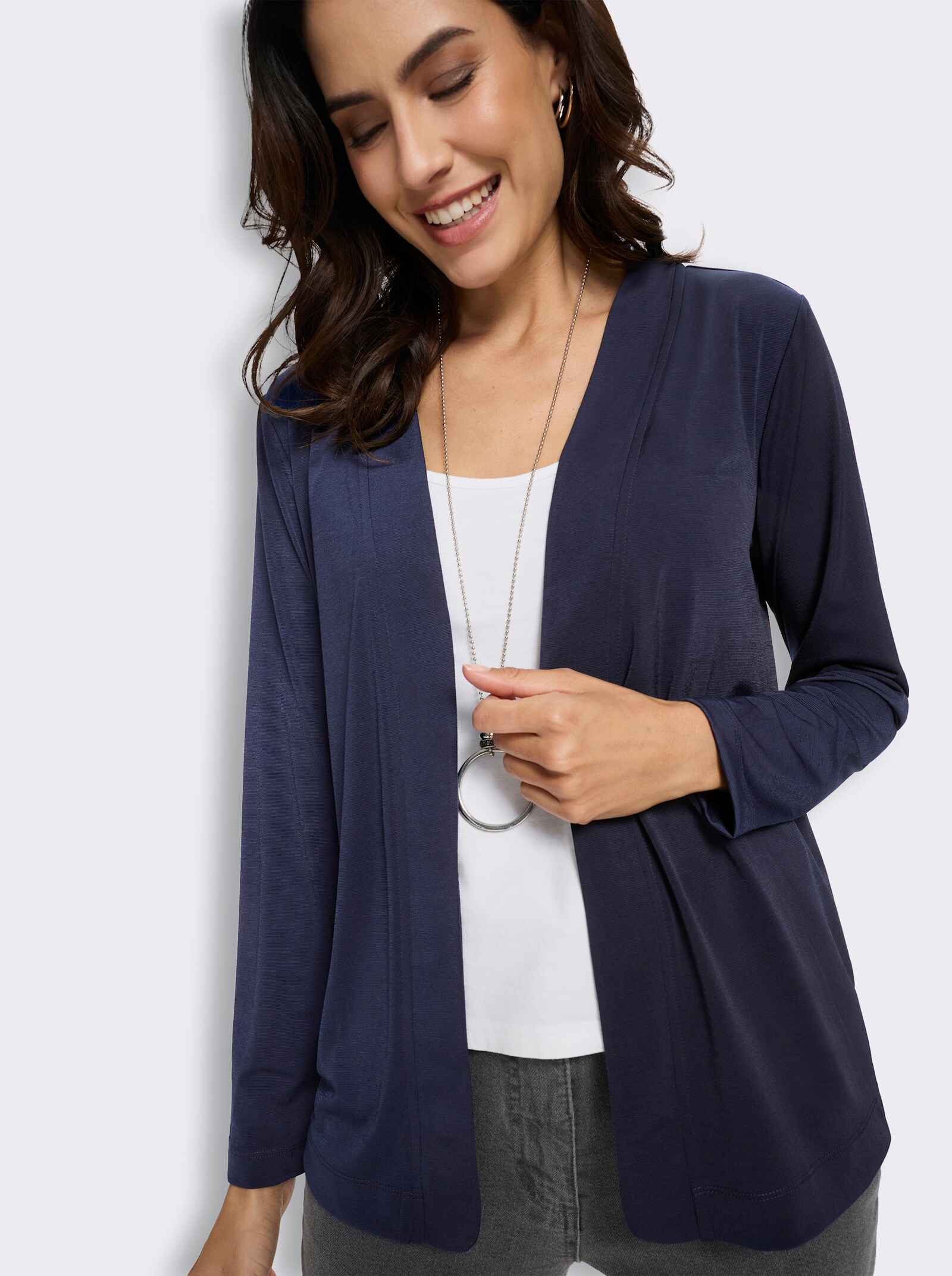 Shirtjacke in offener Form - marine