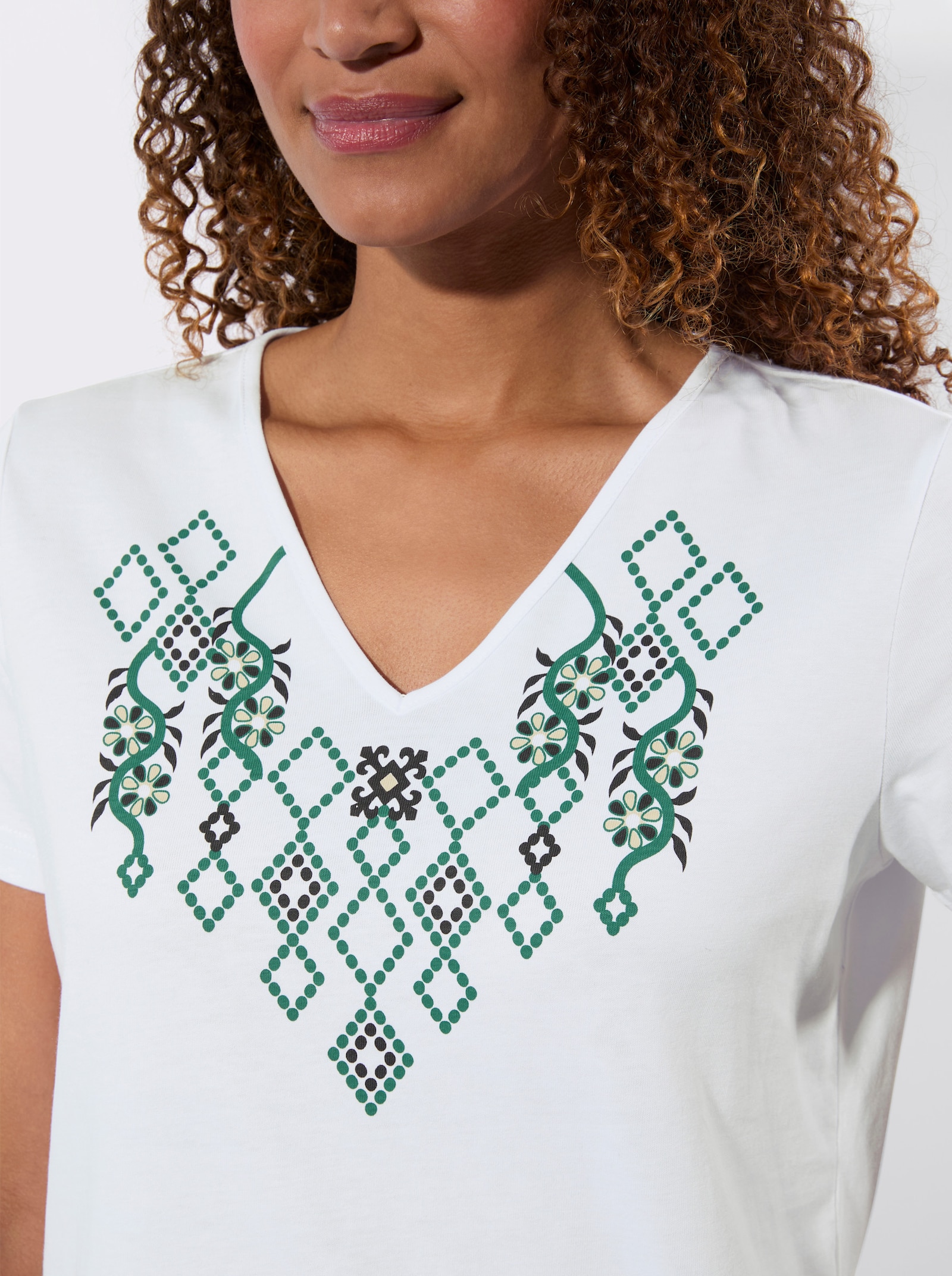 Shirt mit Druck-Dessin - weiß