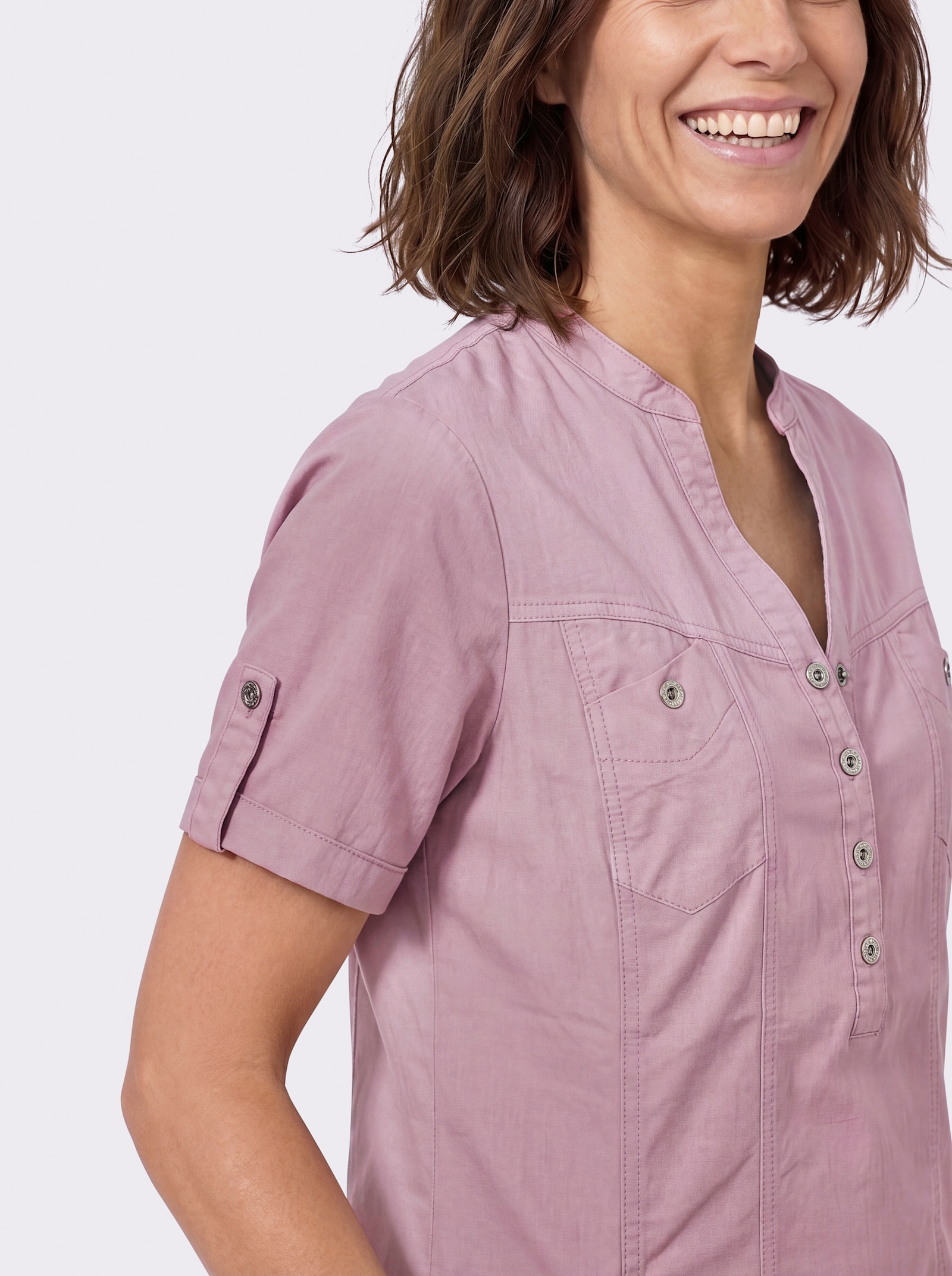 Jeanskleid mit abgerundetem Saum - mauve