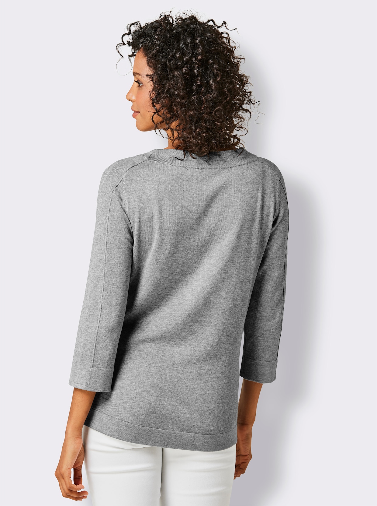 CREATION L PREMIUM Pull encolure ronde - gris pierre chiné