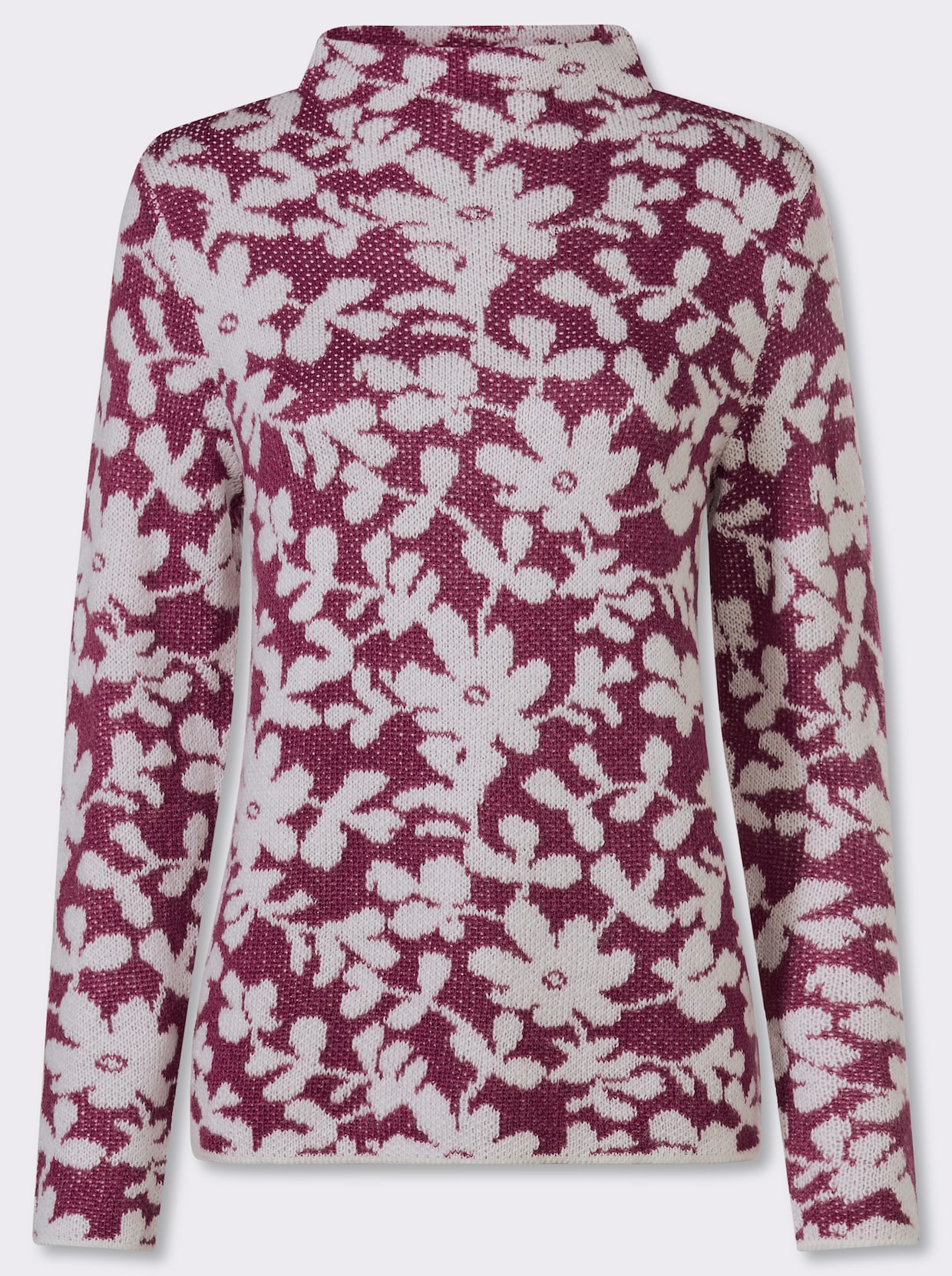 Pullover met opstaande kraag en effectgaren - malve/ecru gedessineerd