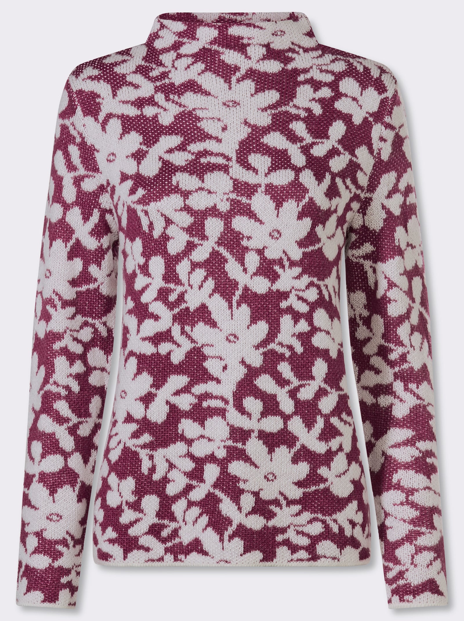 Stehkragenpullover mit Effektgarn - malve-ecru-gemustert