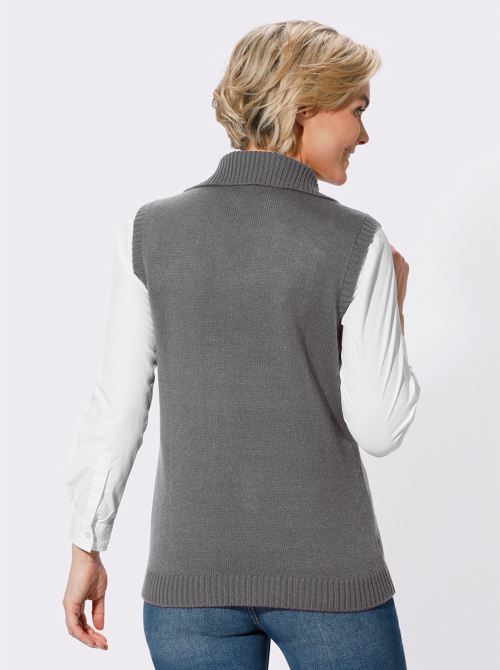Pullunder mit Umlegekragen - grau
