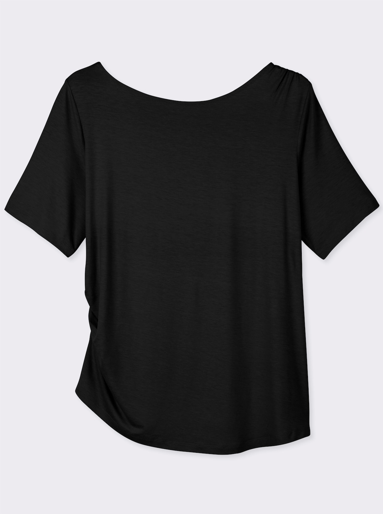 sheego Shirt mit Drapierungen in der Taille - schwarz