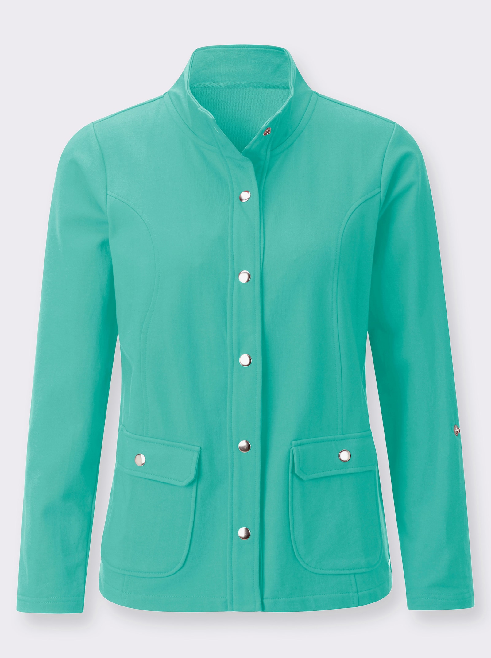 Shirtjacke mit Druckknopf-Verschluss - blaugrün
