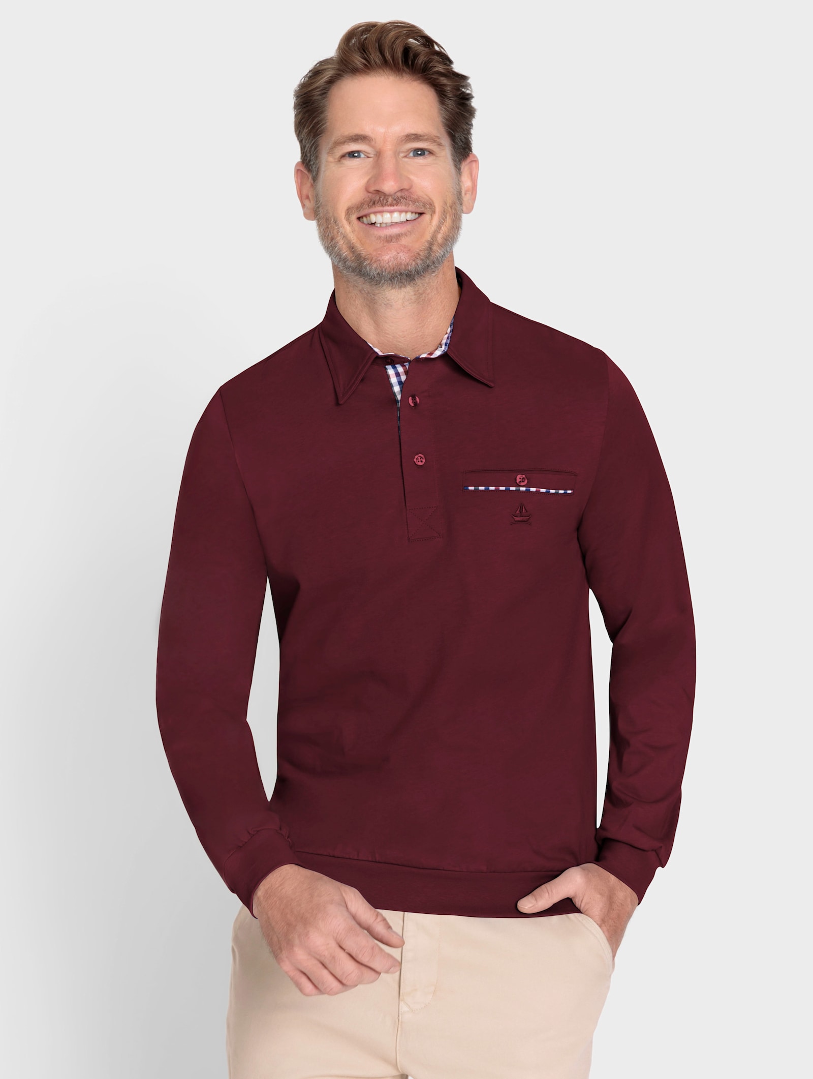 Marco Donati Langarm-Shirt - bordeaux