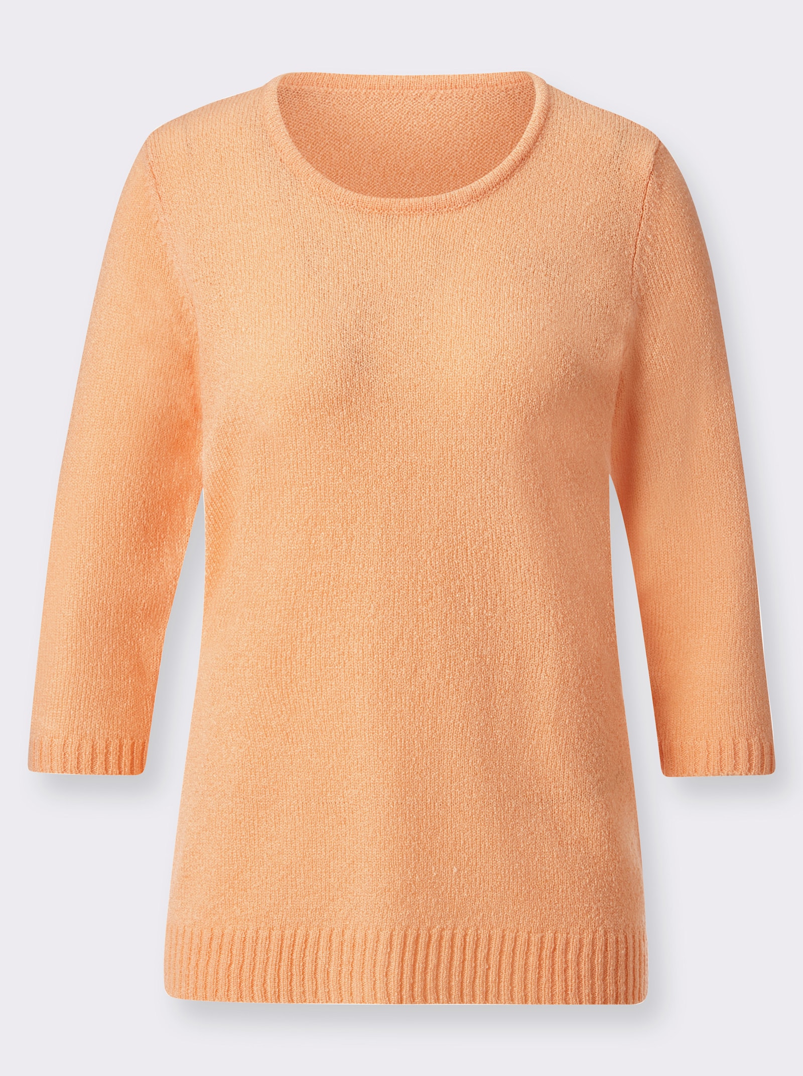 Bouclé-Pullover mit 3/4-Ärmeln - apricot