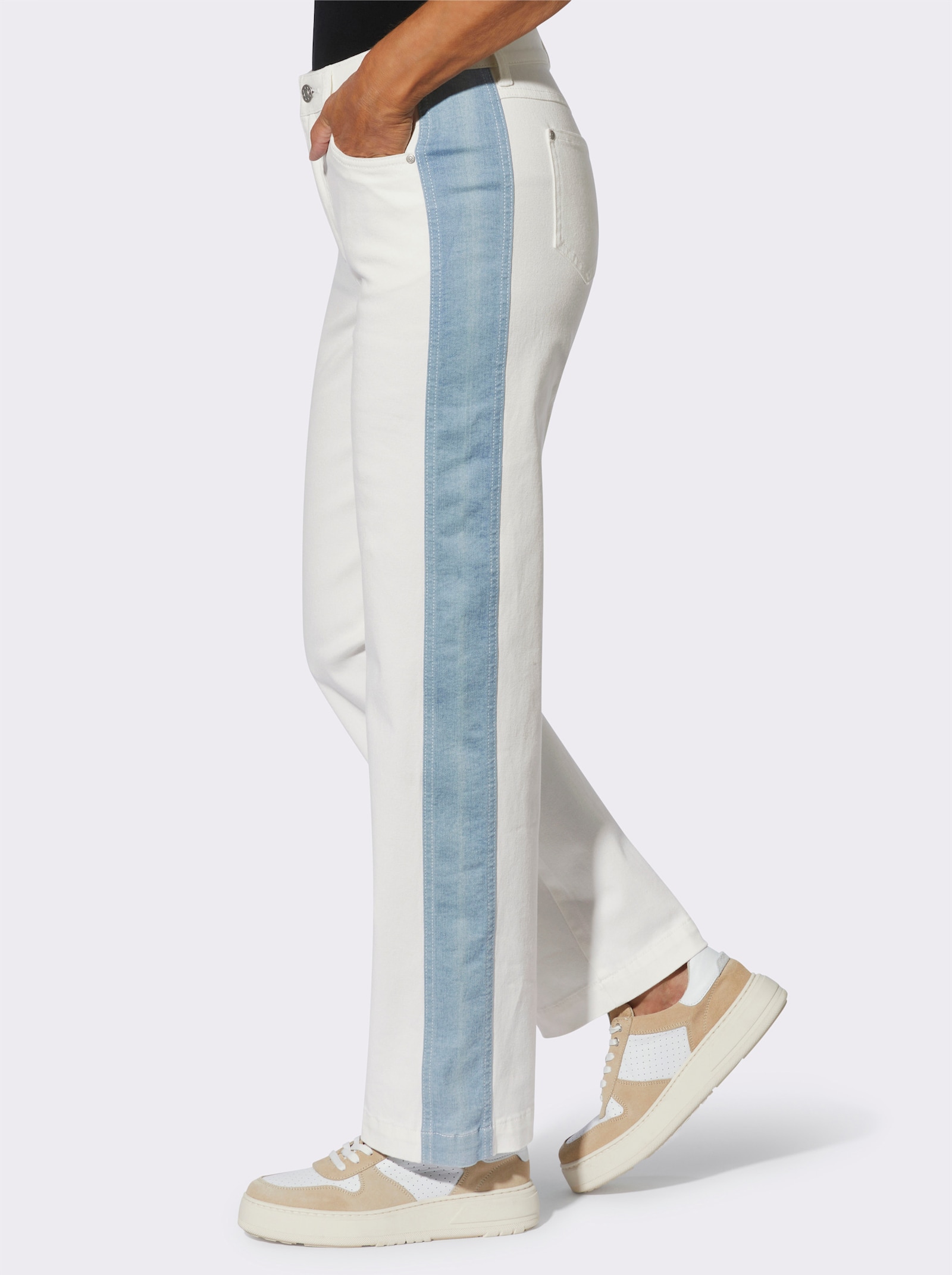 5-Pocket-Jeans mit seitlichen Kontrasten - ecru