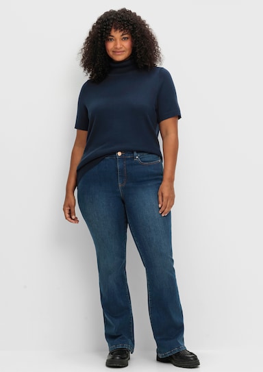 Kurzarmpullover mit Rollkragen - marine