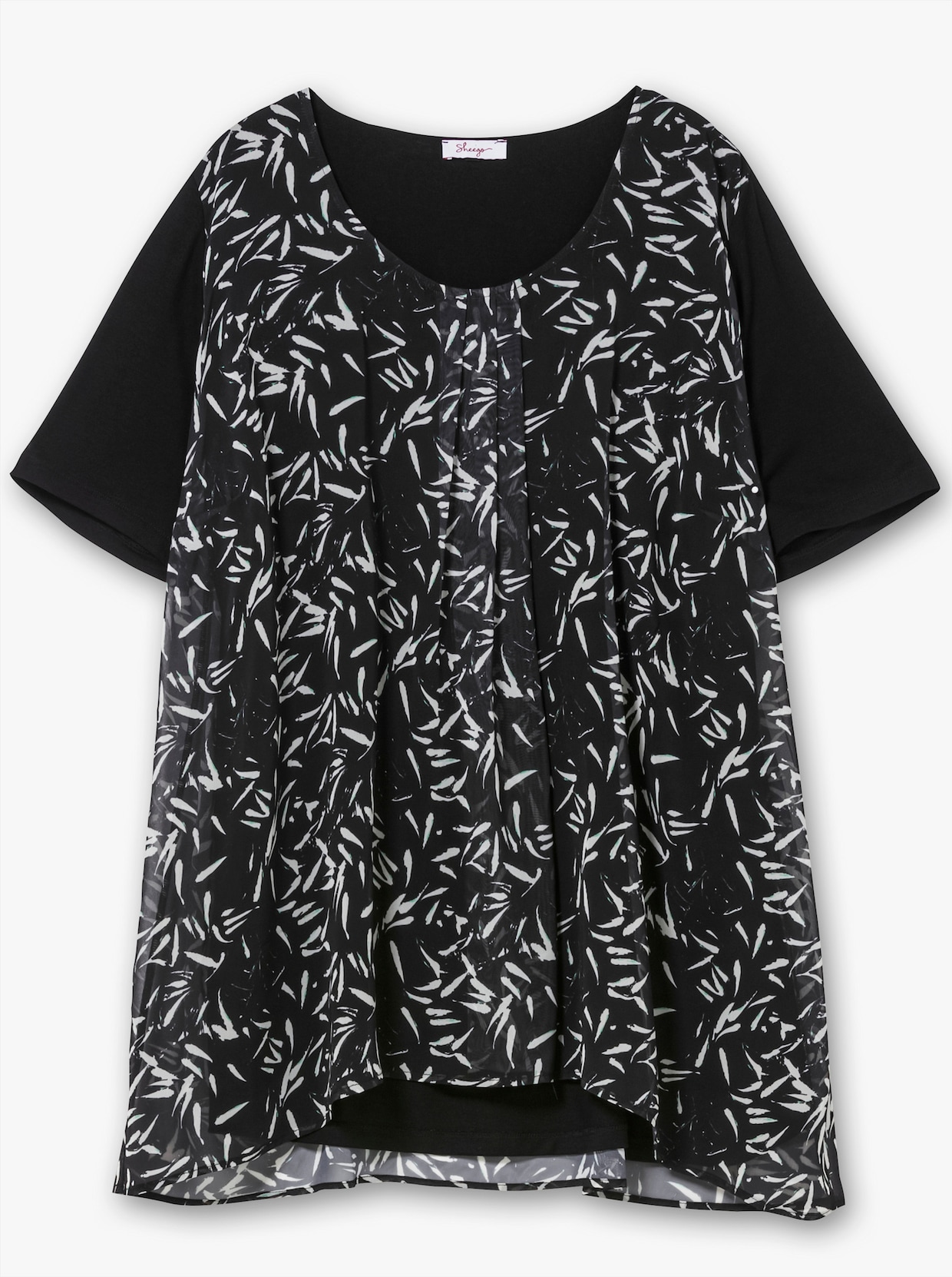 sheego Blouseshirt - zwart/wit gedessineerd