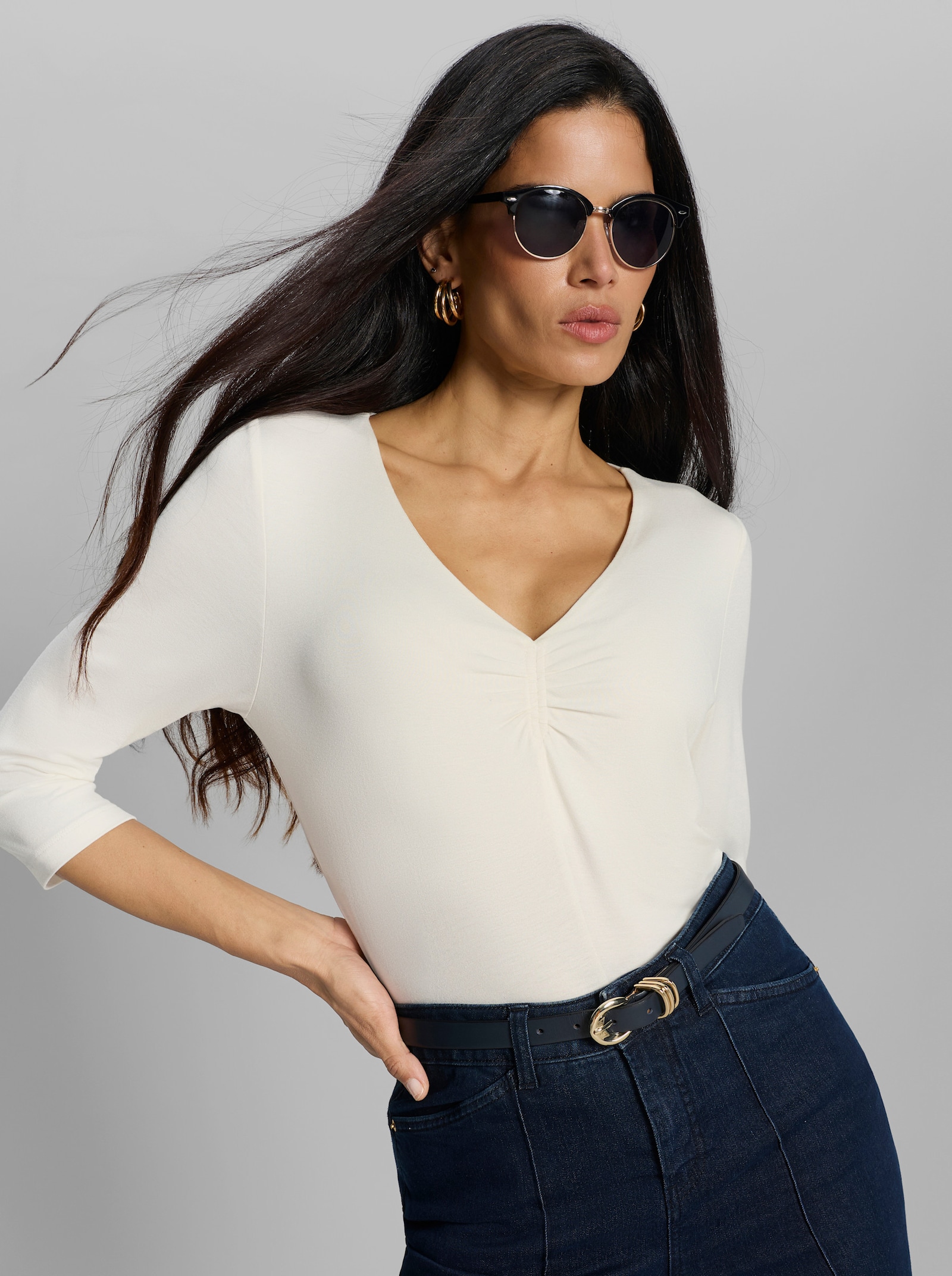 heine 3/4-Arm-Shirt aus Viskose-Stretch - champagner