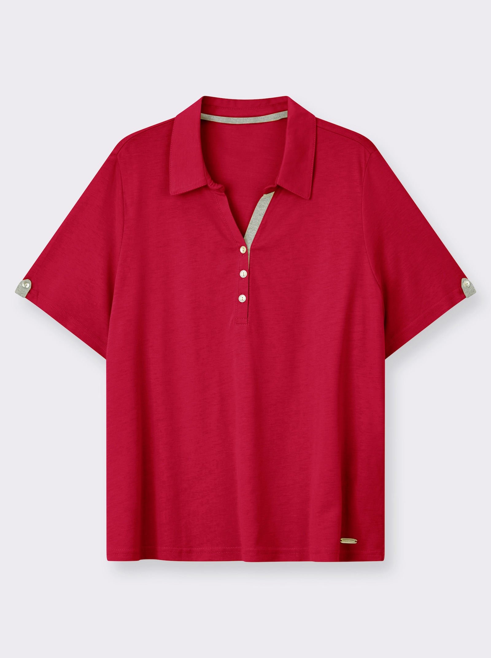 Poloshirt mit Zierriegel - rot
