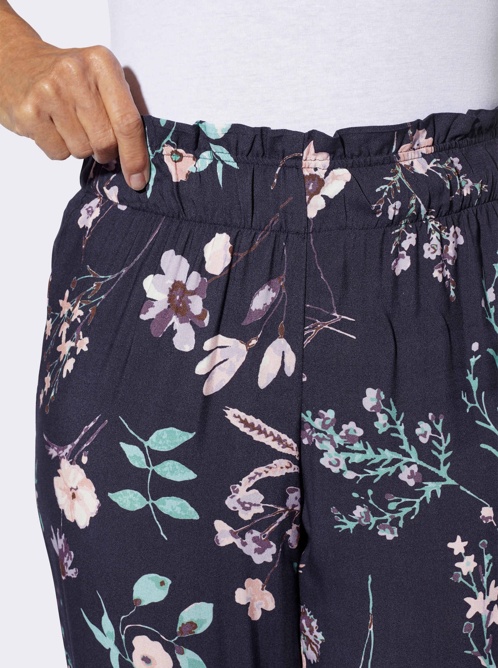 Culotte - marine/lichtroze bedrukt