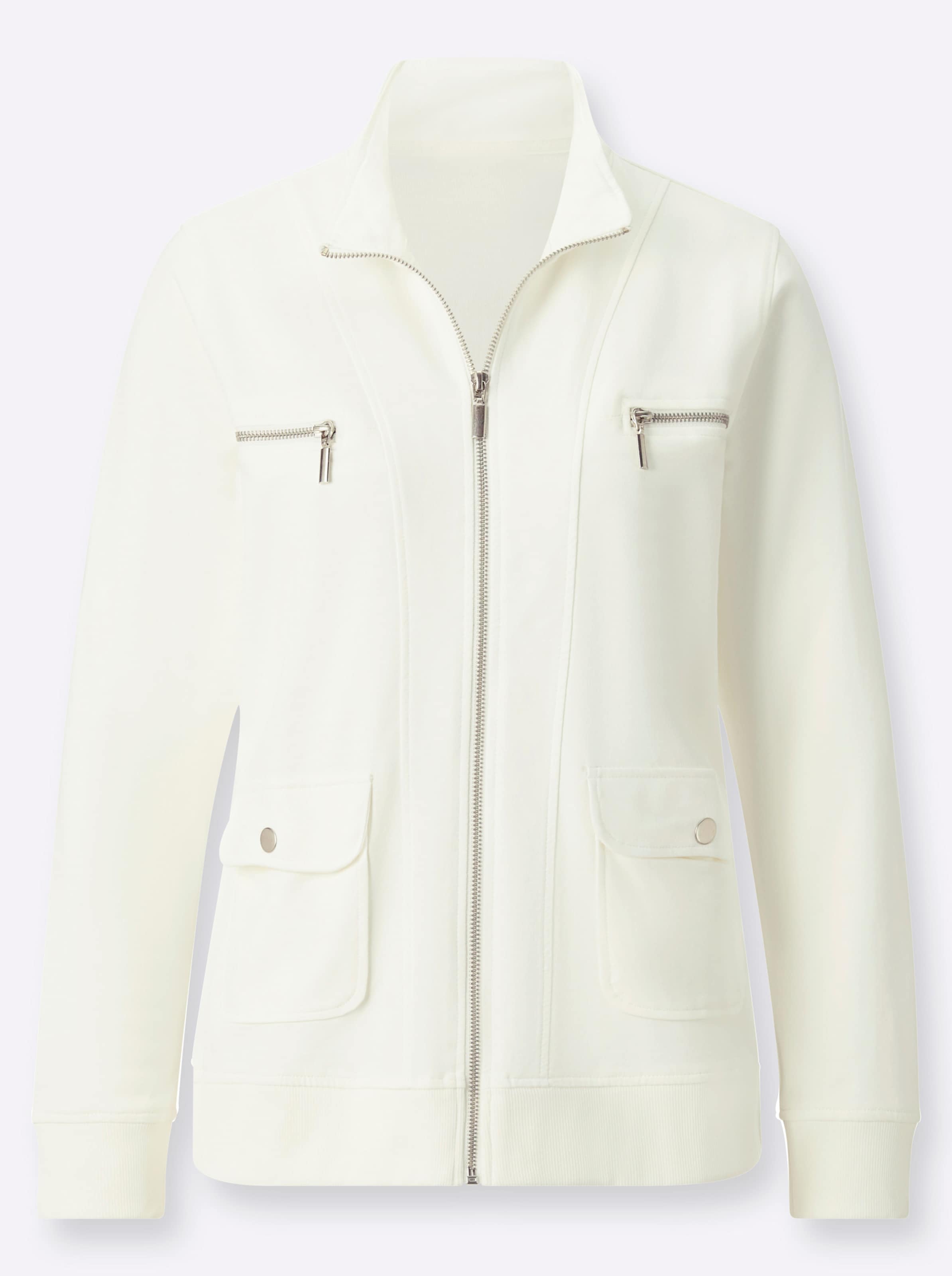 Damen Shirtjacke aus reiner Baumwolle weiß, Größe 52 - Bild 2
