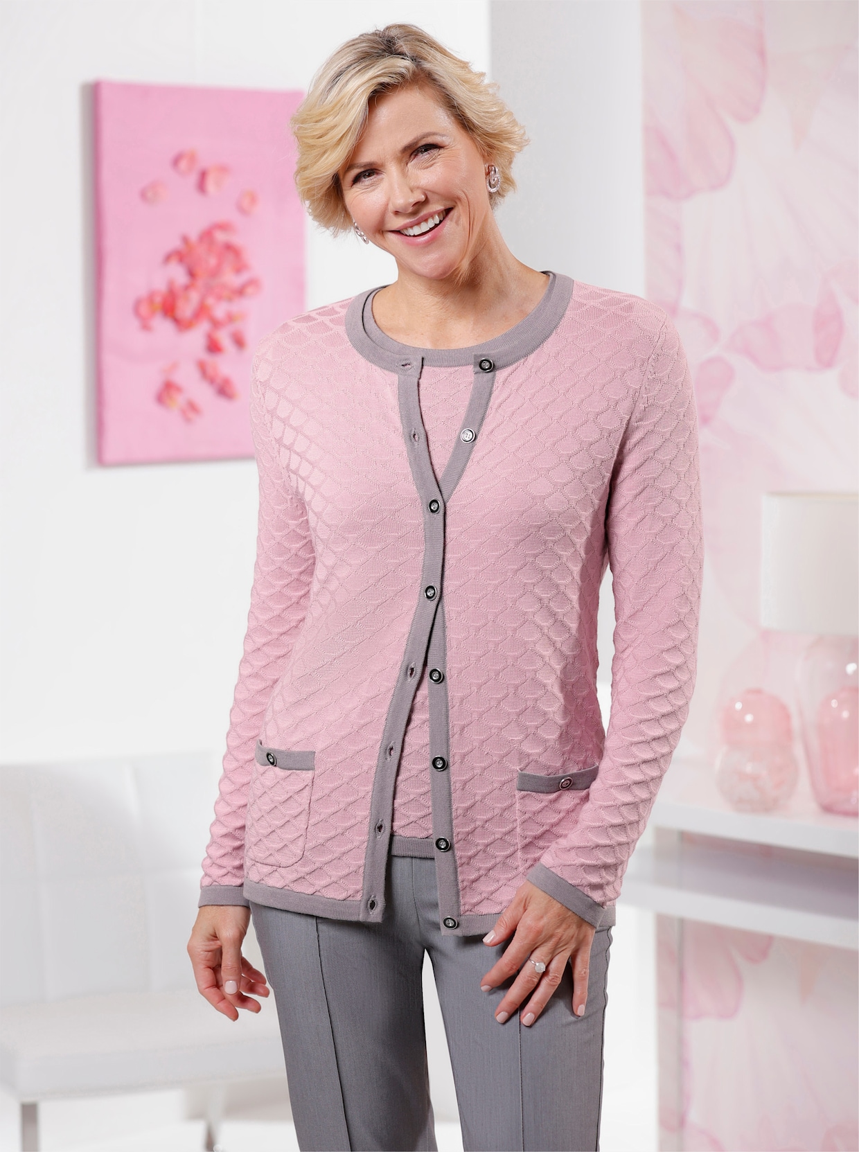 Feinstrickjacke - rosé