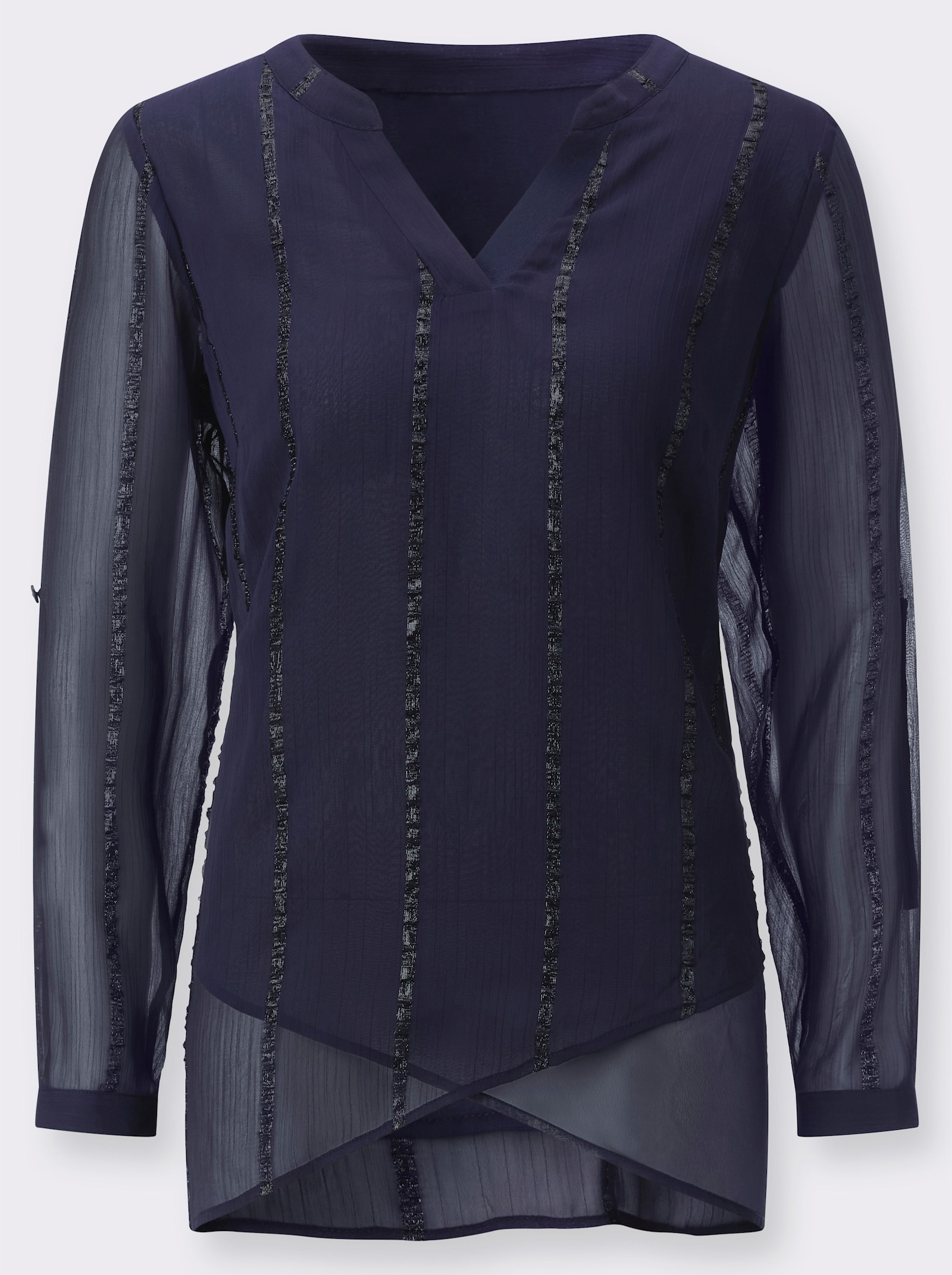 Longbluse mit Glanzstreifen - marine