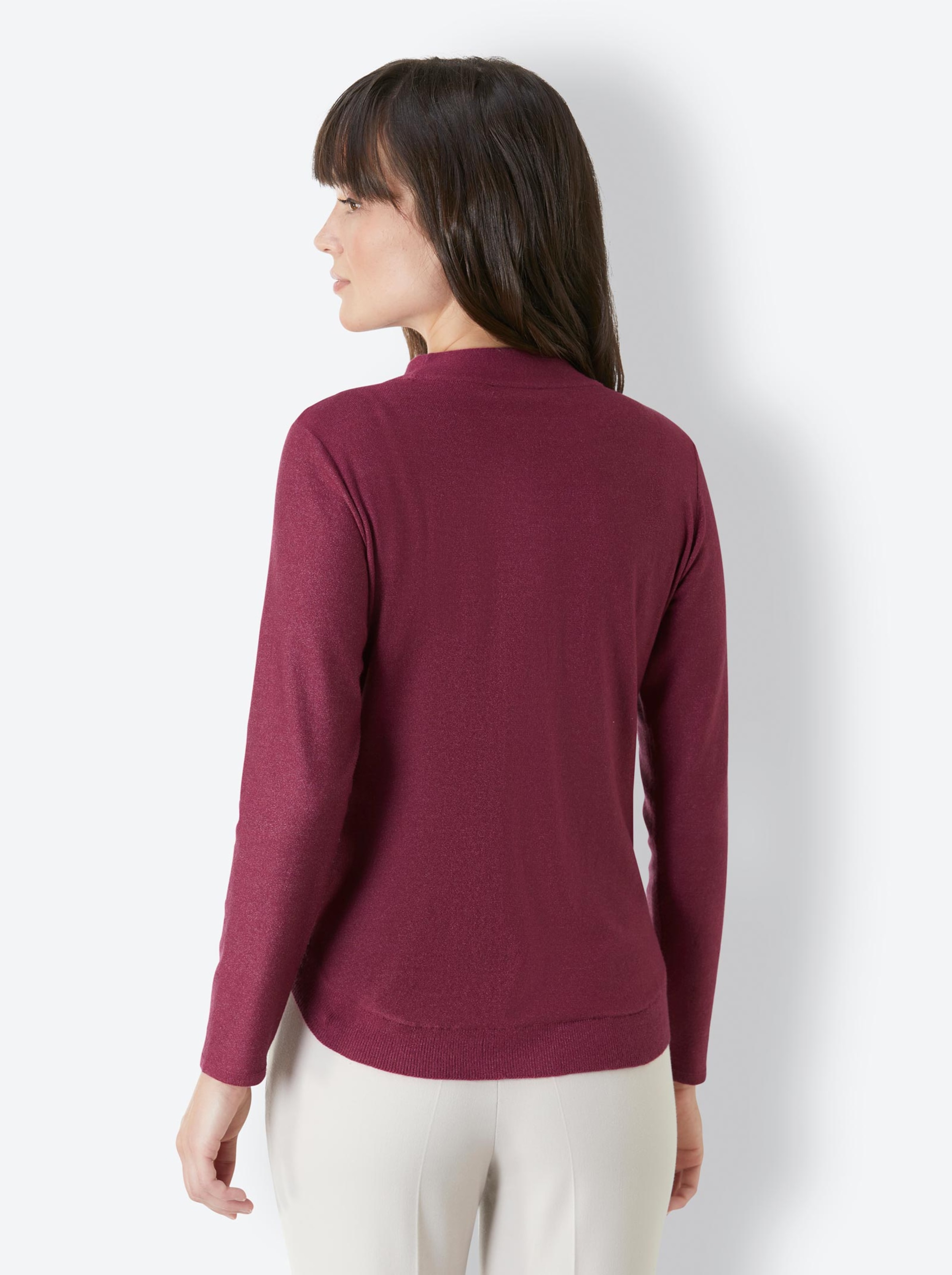 Damenmode Pullover Creation L Premium Modal-Viskose-Pullover in bordeaux-meliert 