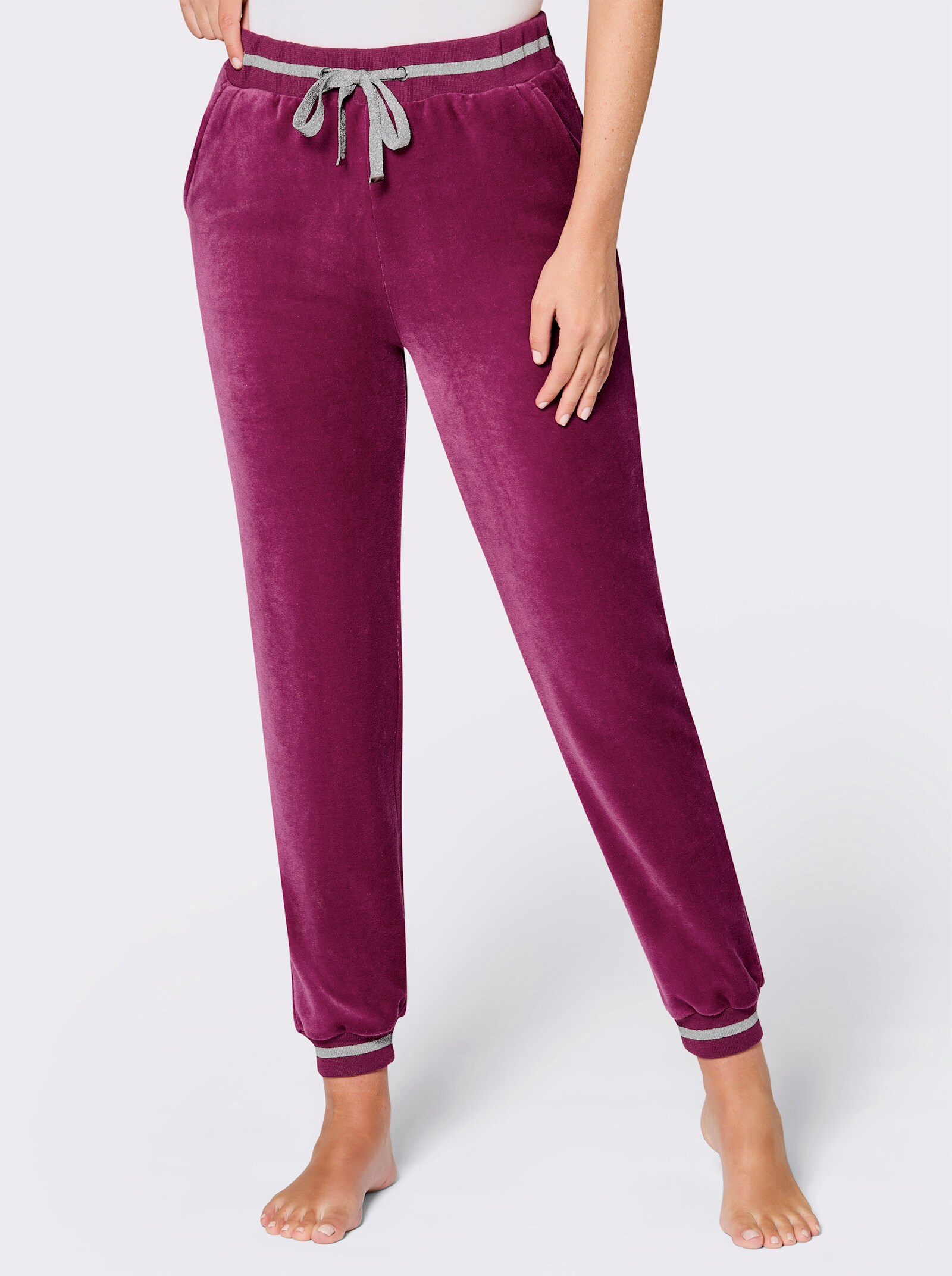 feel good Nickihose mit Glitzerbündchen - malve