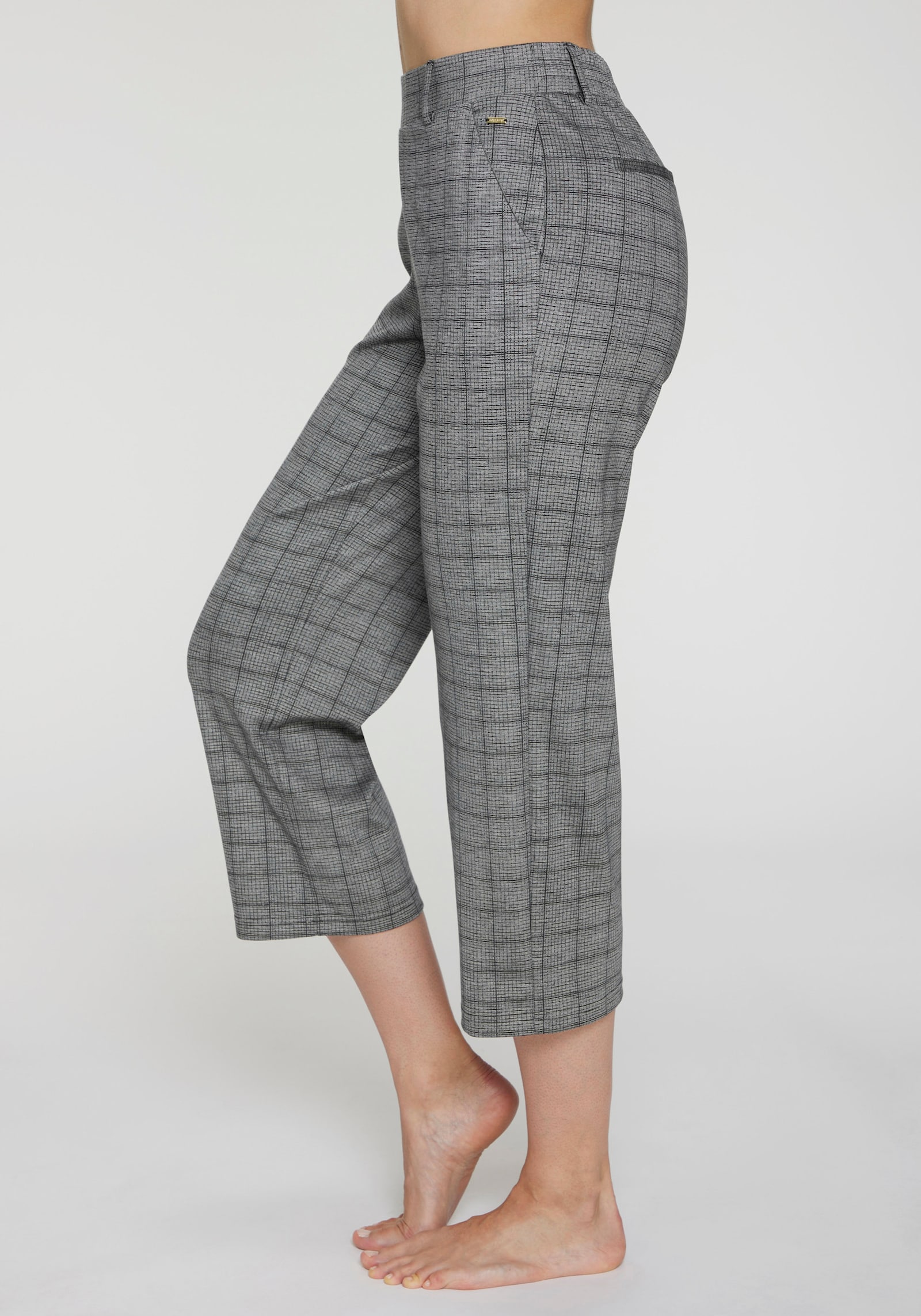 LASCANA Pantalon large - gris à carreaux