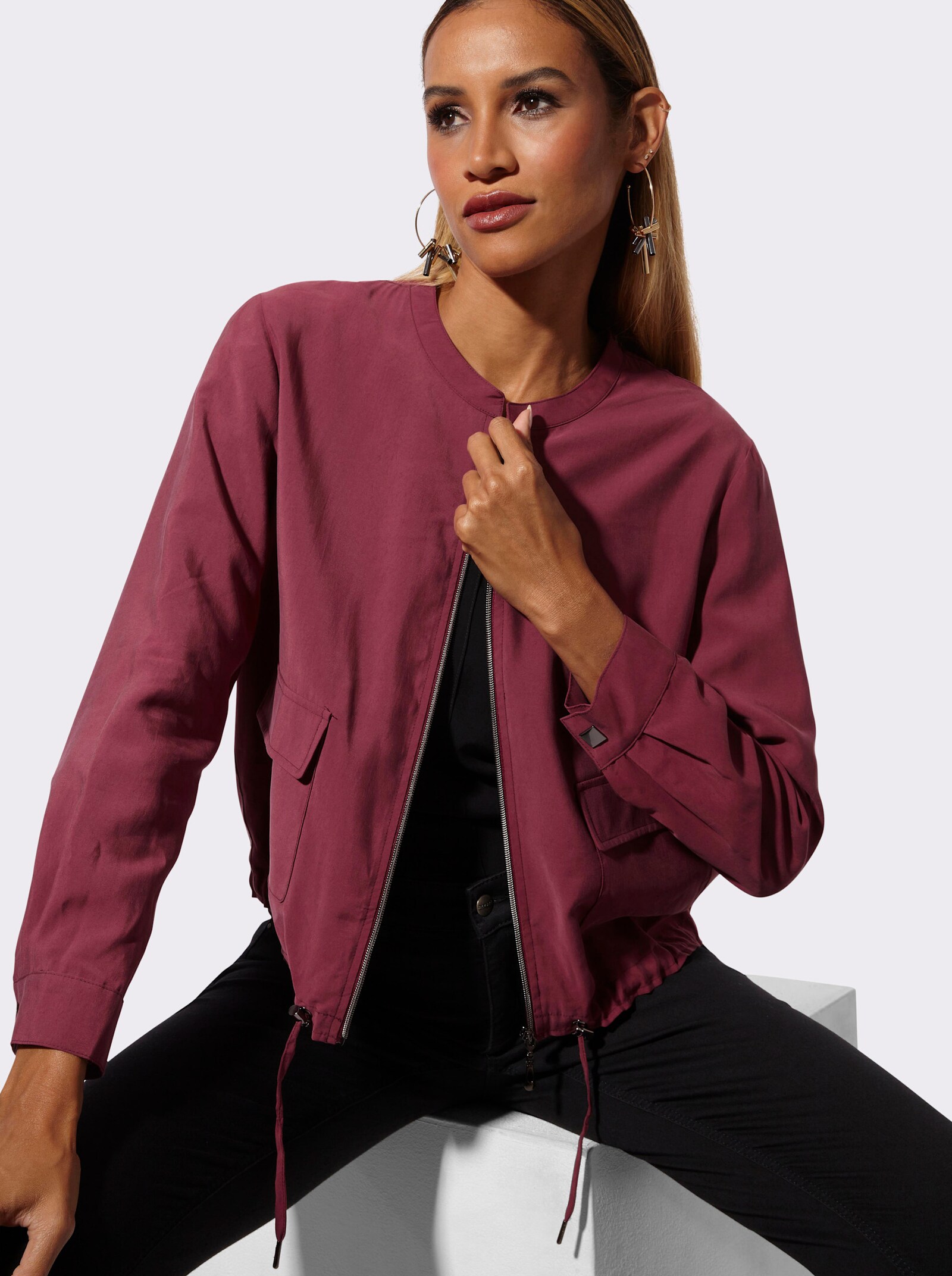 Blouson mit Tunnelzug - bordeaux