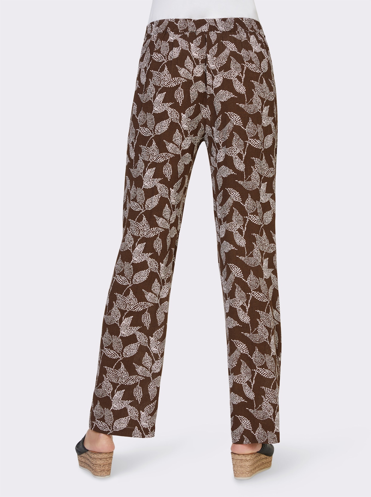 heine Broek met print - chocolade/ecru bedrukt