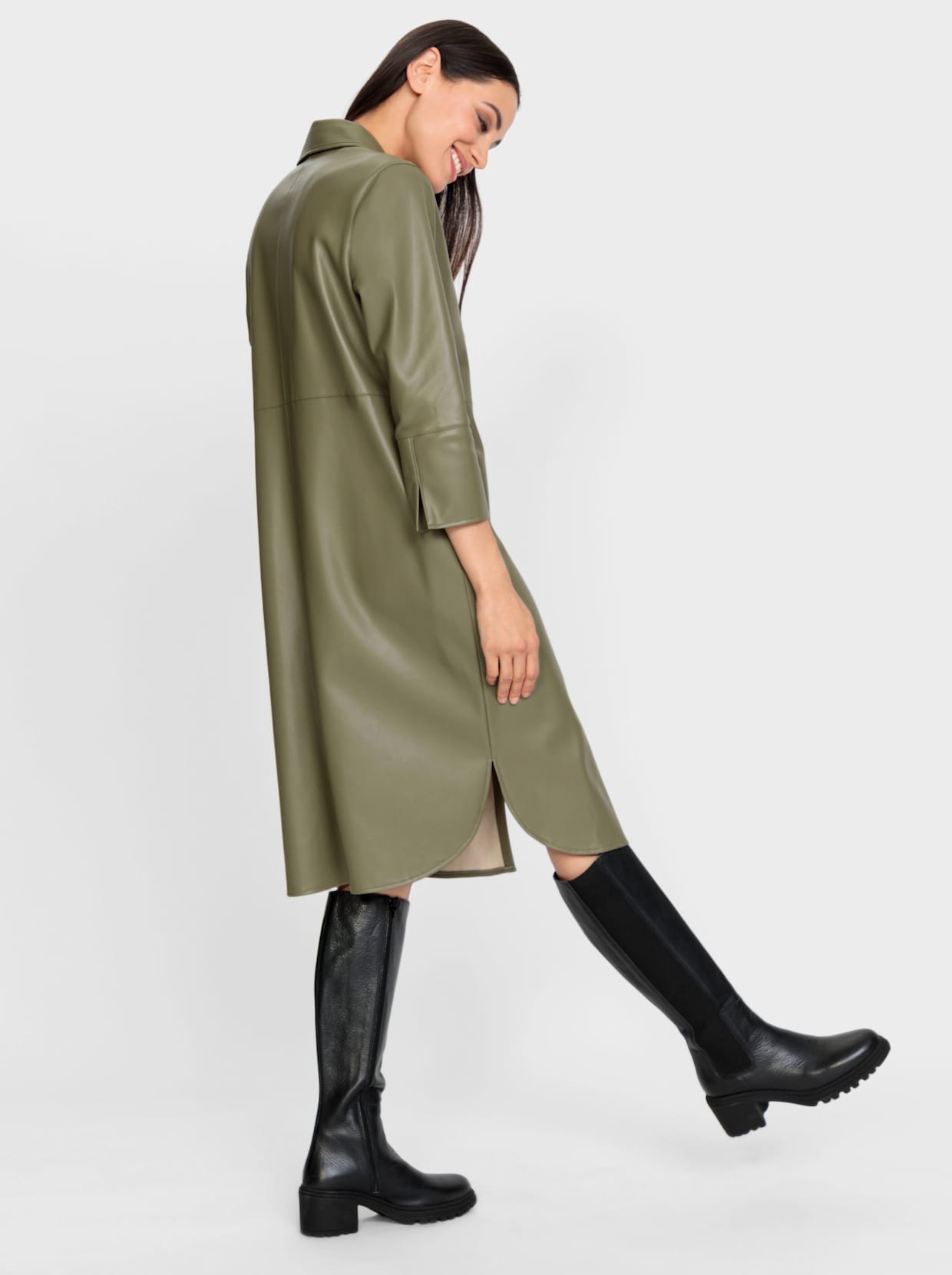 heine Robe en imitation cuir - kaki