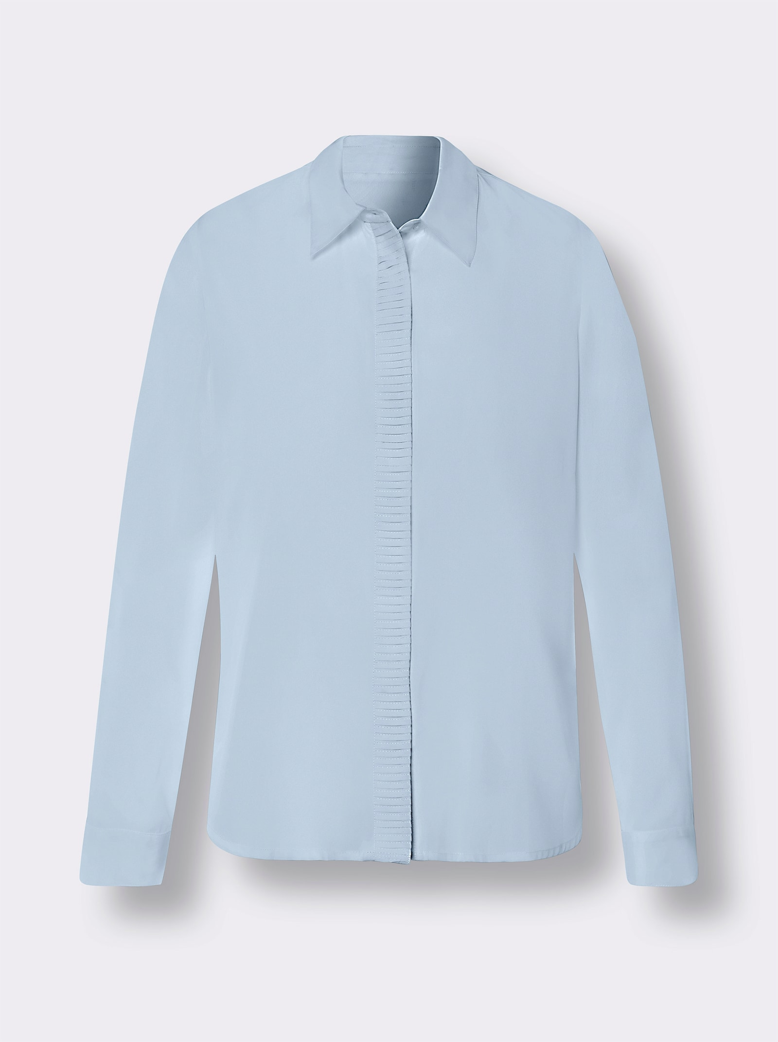 Langarm-Bluse mit verdeckter Knopfleiste - hellblau