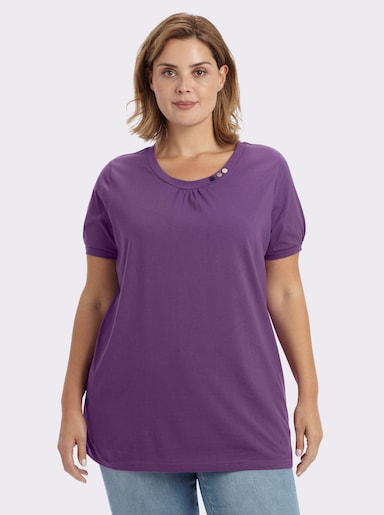 Longshirt mit gerafftem Ausschnitt - lila