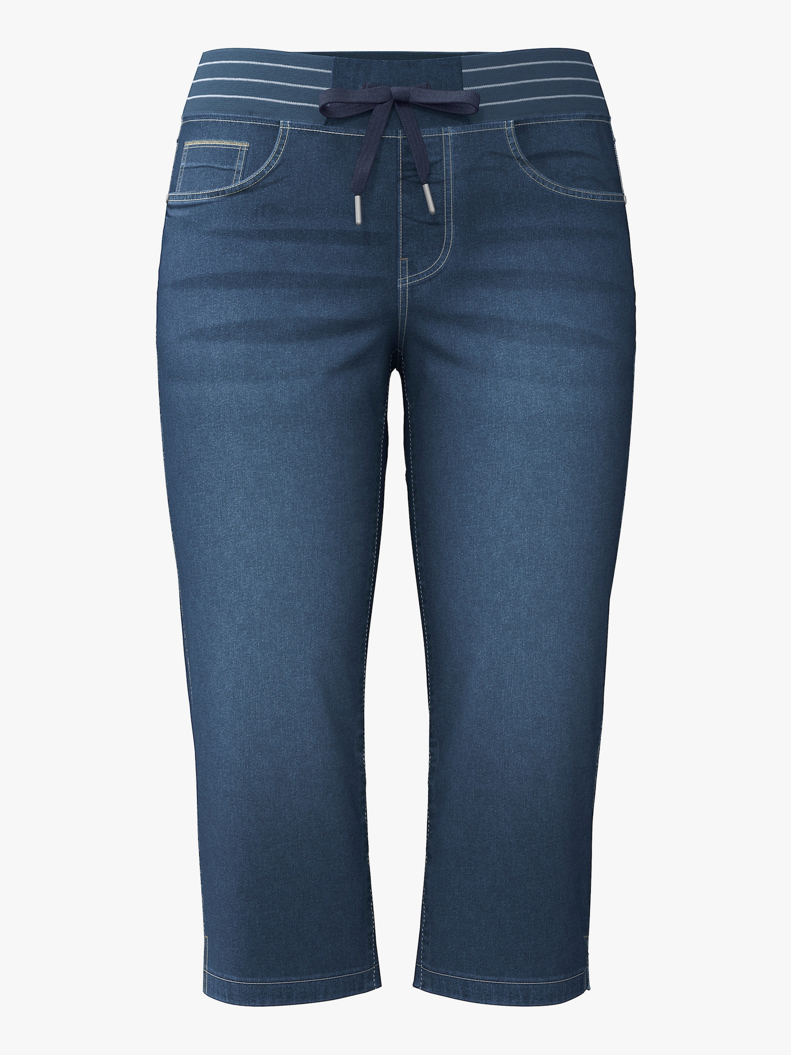 Capri-jeans met comfortband rondom - blue-stonewashed