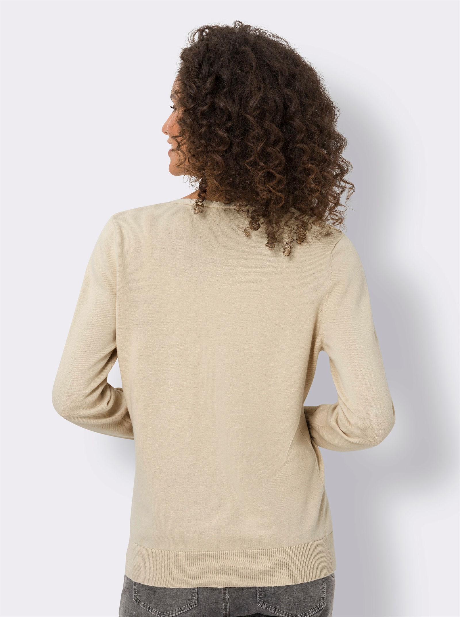 heine Pletený kabátek z jemného úpletu ve stylu kardiganu - písková