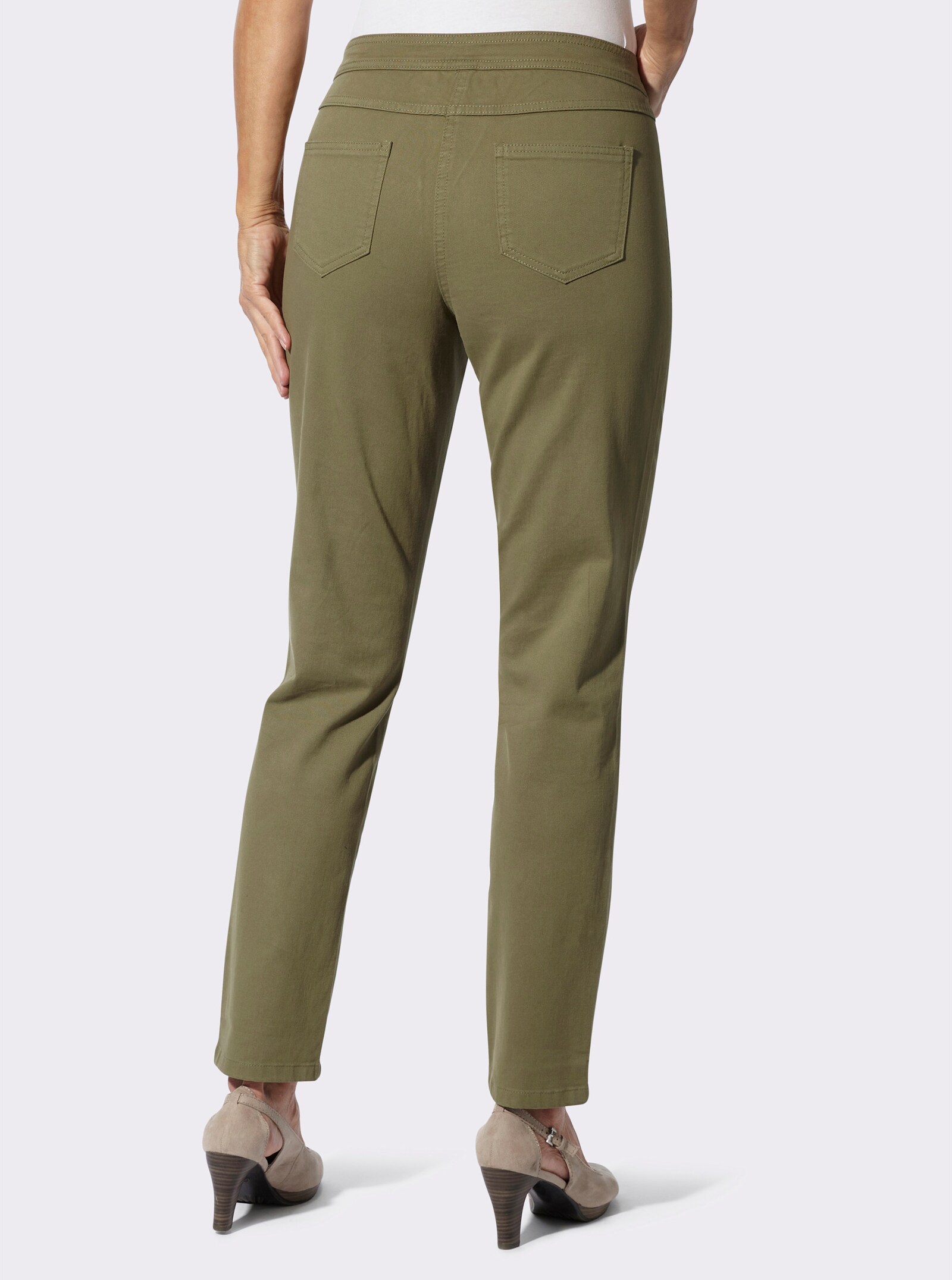 Trachtenjeans Zierriegel am Bund - oliv