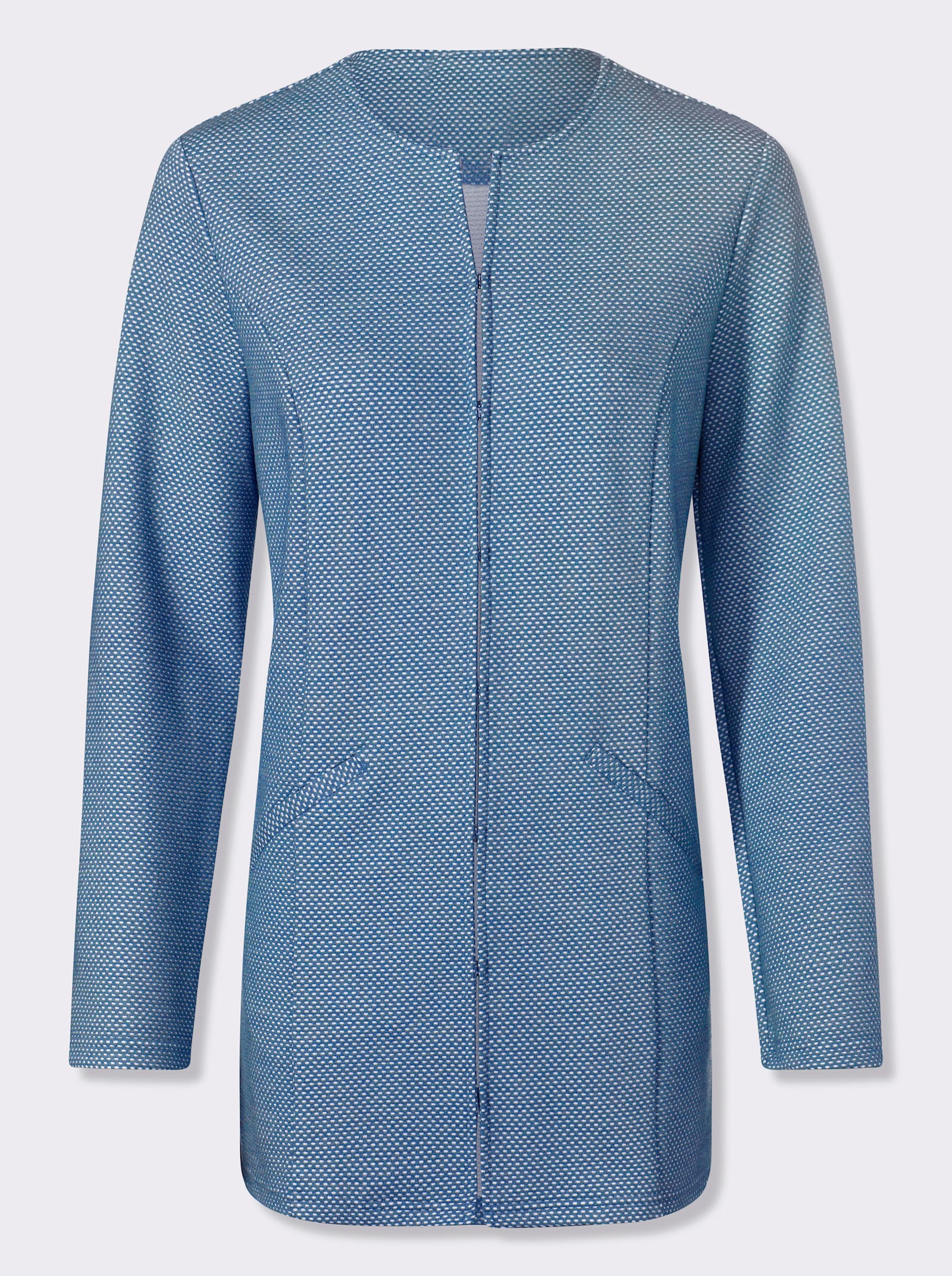Shirtjacke in Struktur-Qualität - mittelblau
