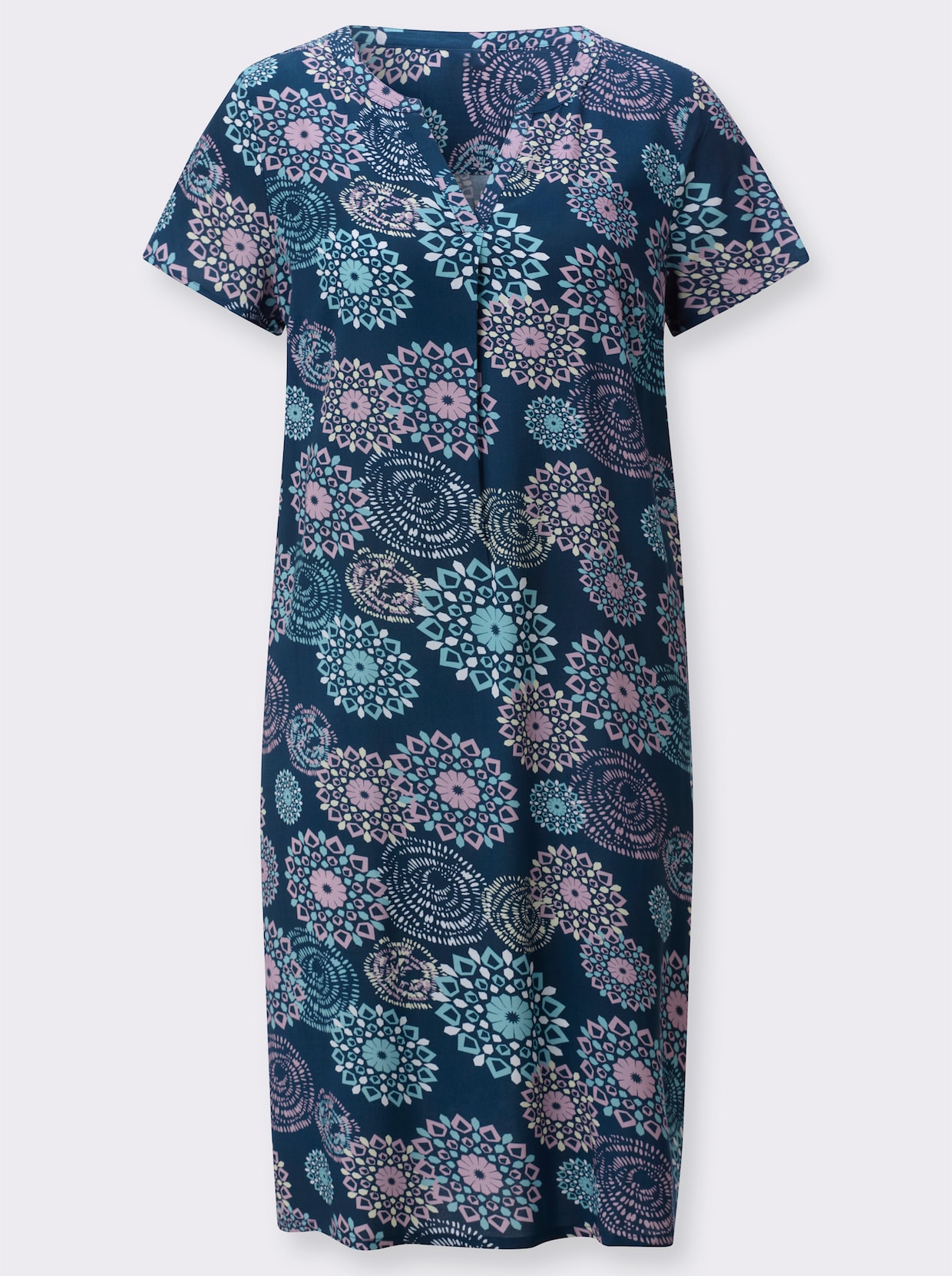 Webkleid - dunkelblau-ozean-bedruckt