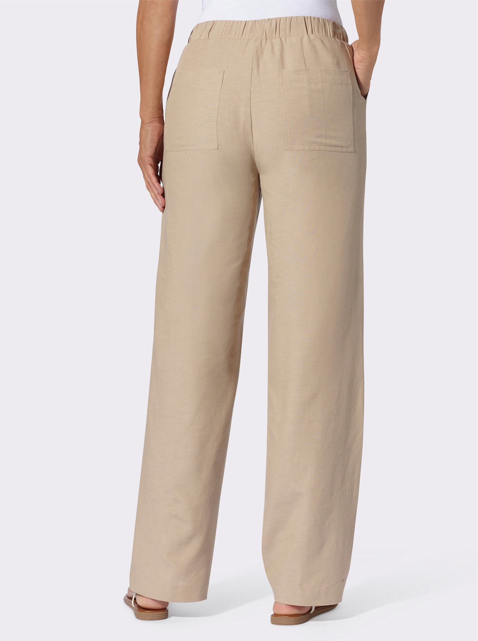 Comfortbroek met bindceintuur - beige