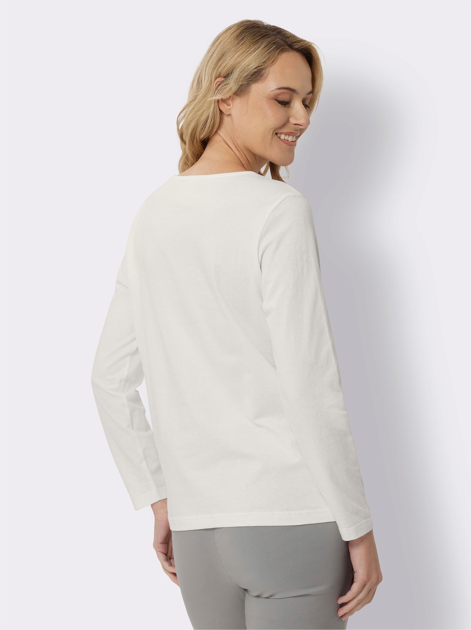 Langarmshirt in reiner Baumwolle - ecru